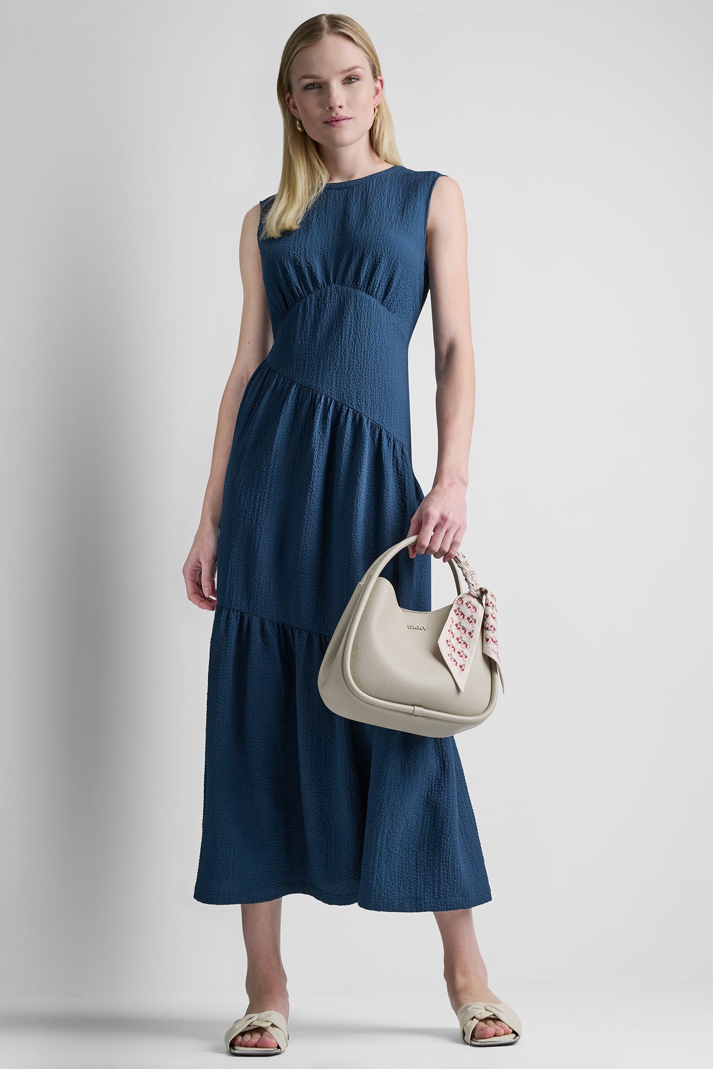 Indigo A-LINE TIERED MAXI DRESS, VIEW 1 | MAXI DRESSES