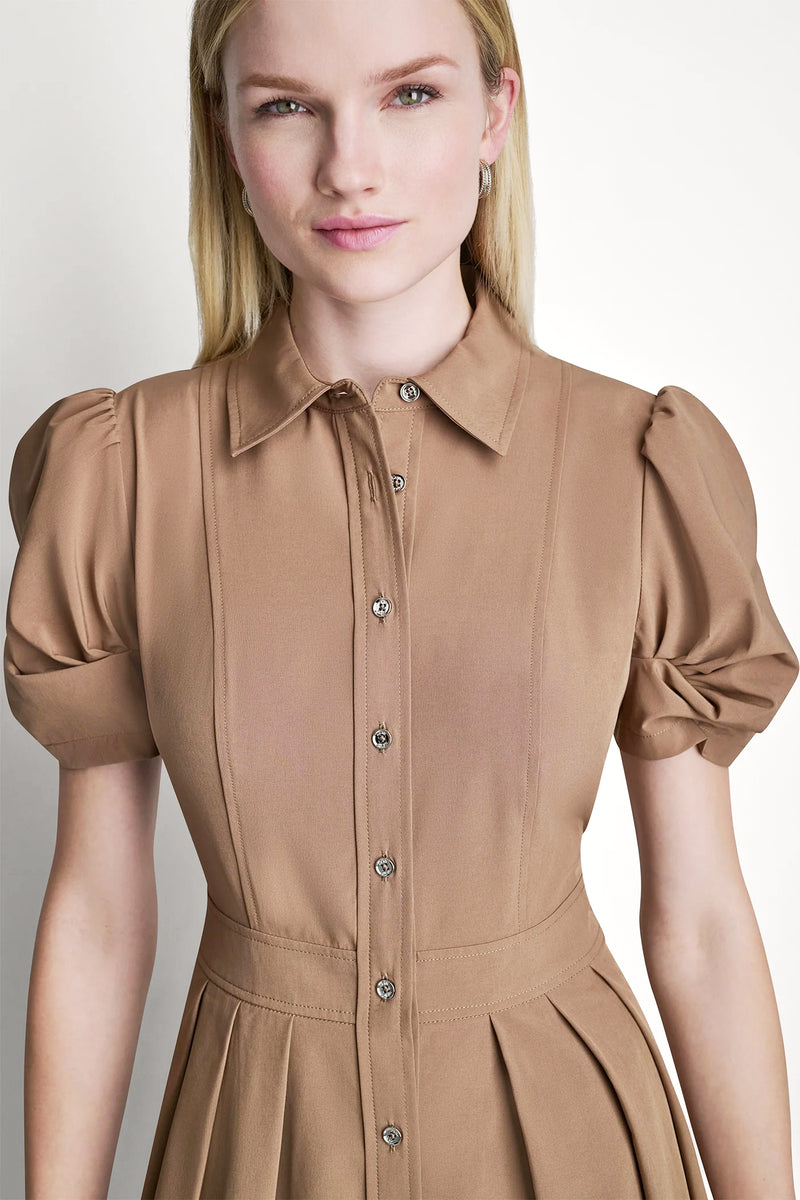 MEMORY TAFFETA MIDI SHIRT DRESS