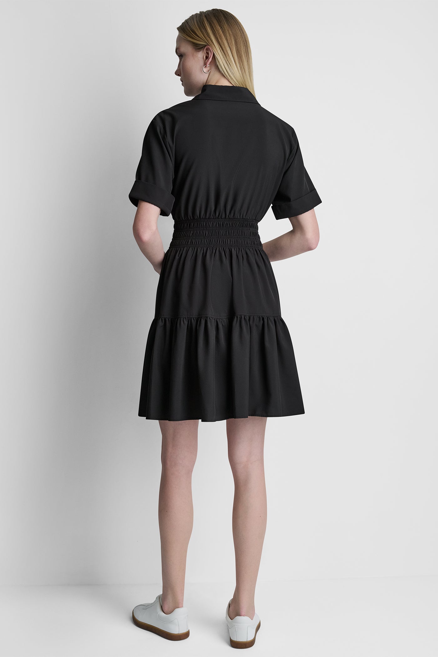 SMOCKED WAIST MINI SHIRT DRESS VIEW 3 | Dresses & Jumpsuits