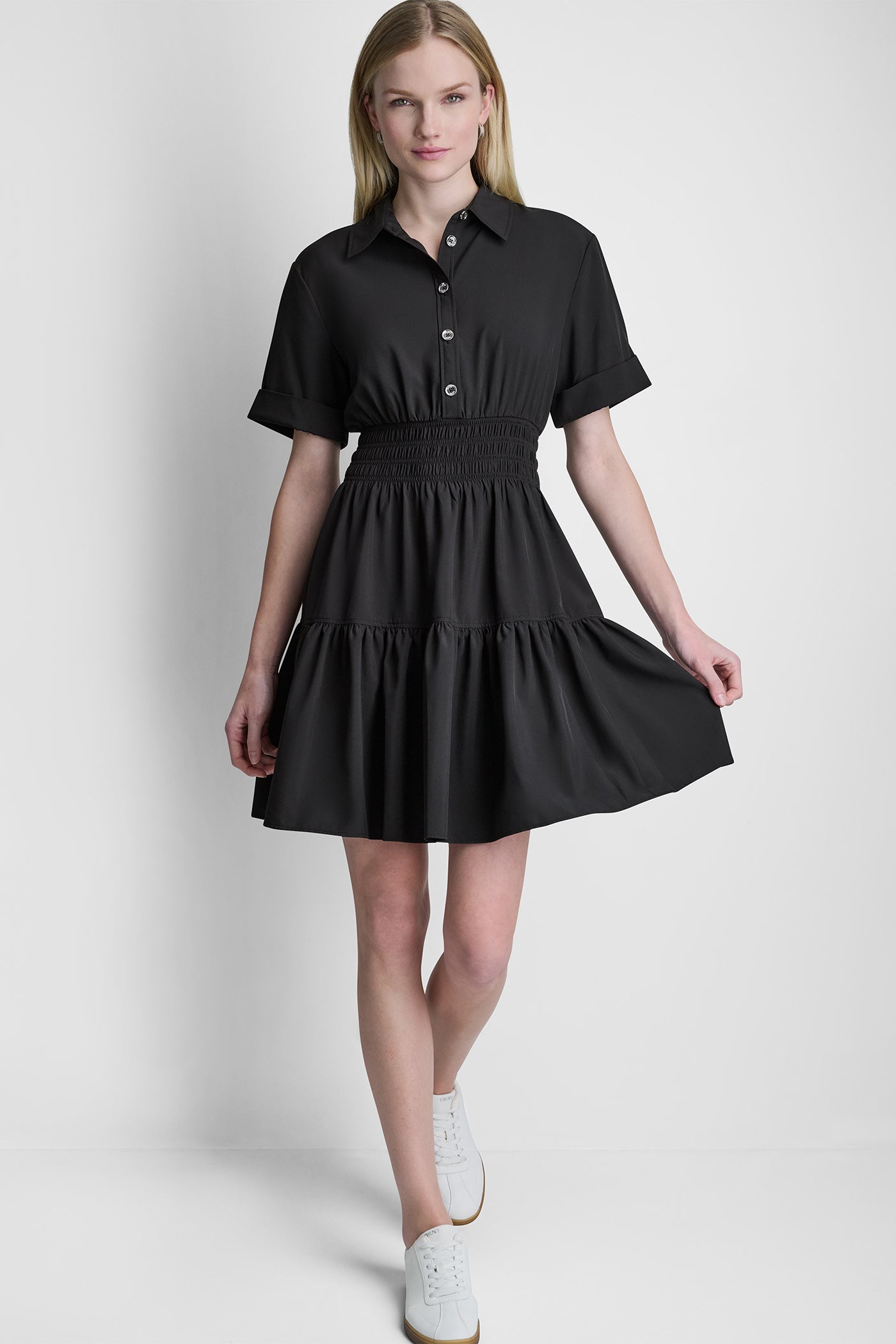 SMOCKED WAIST MINI SHIRT DRESS VIEW 5 | Dresses & Jumpsuits