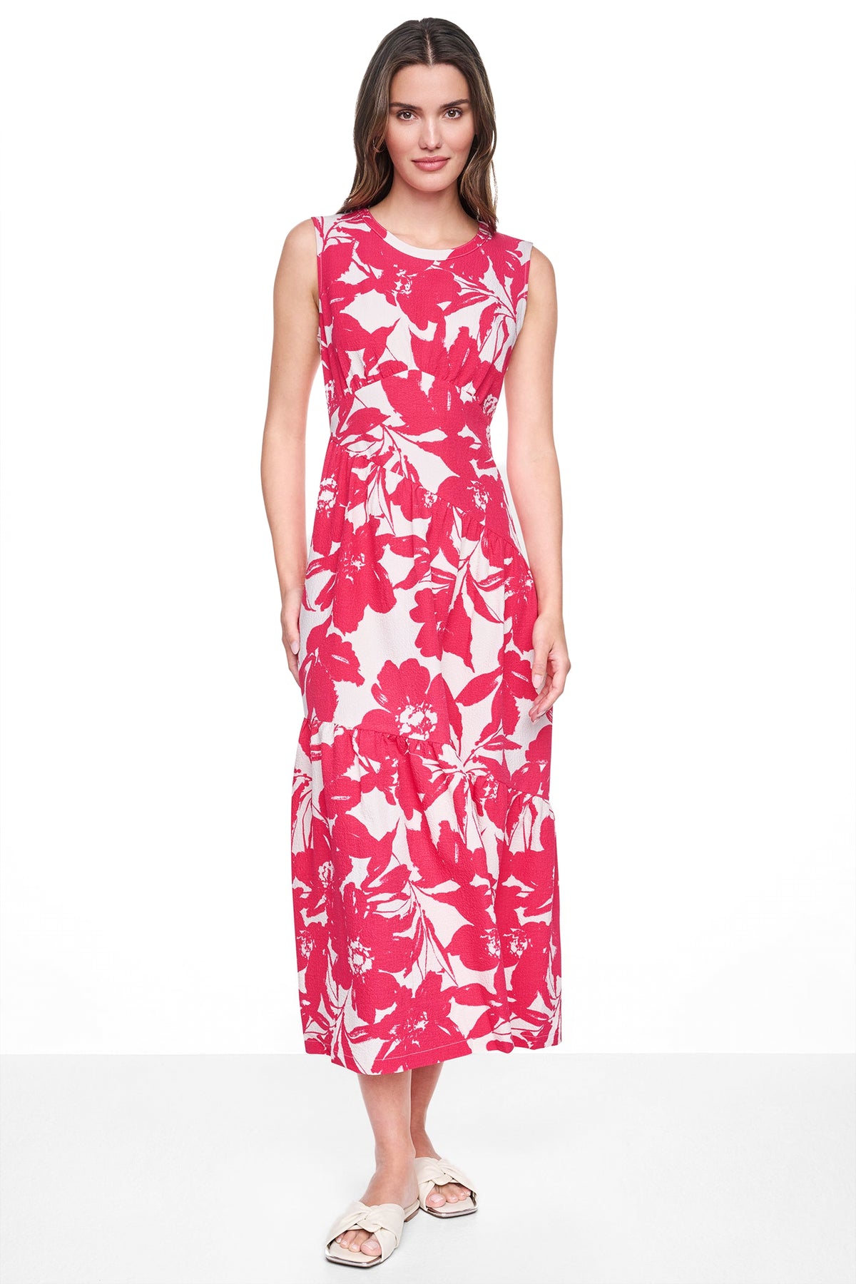 JEWEL NECK PRINTED MIDI DRESS VIEW 2