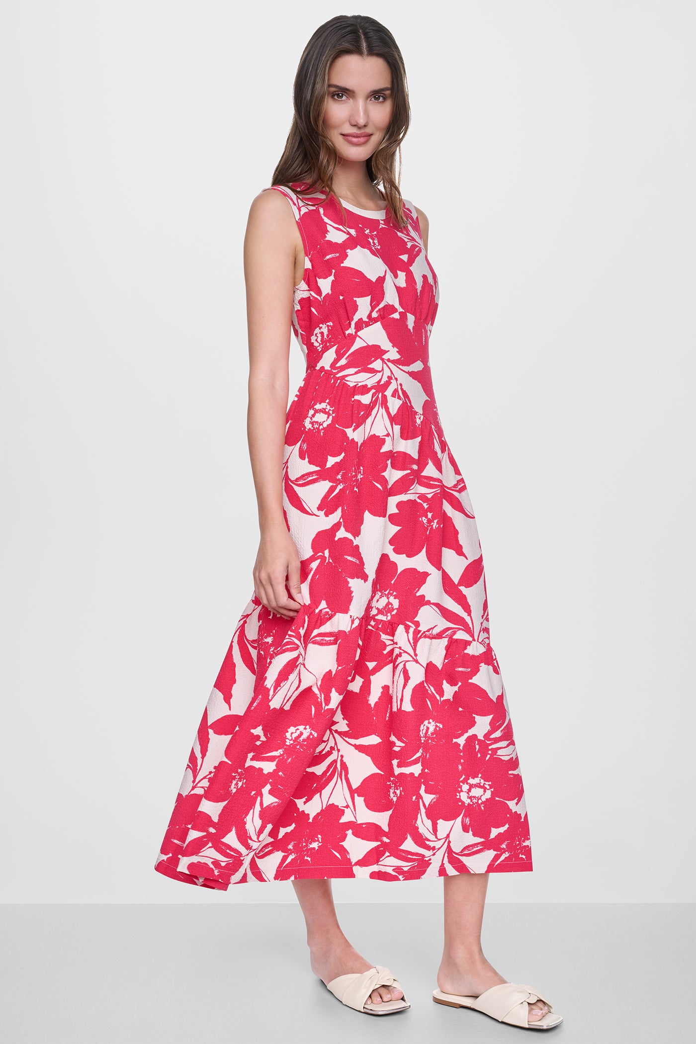 JEWEL NECK PRINTED MIDI DRESS VIEW 5 | New Arrivals