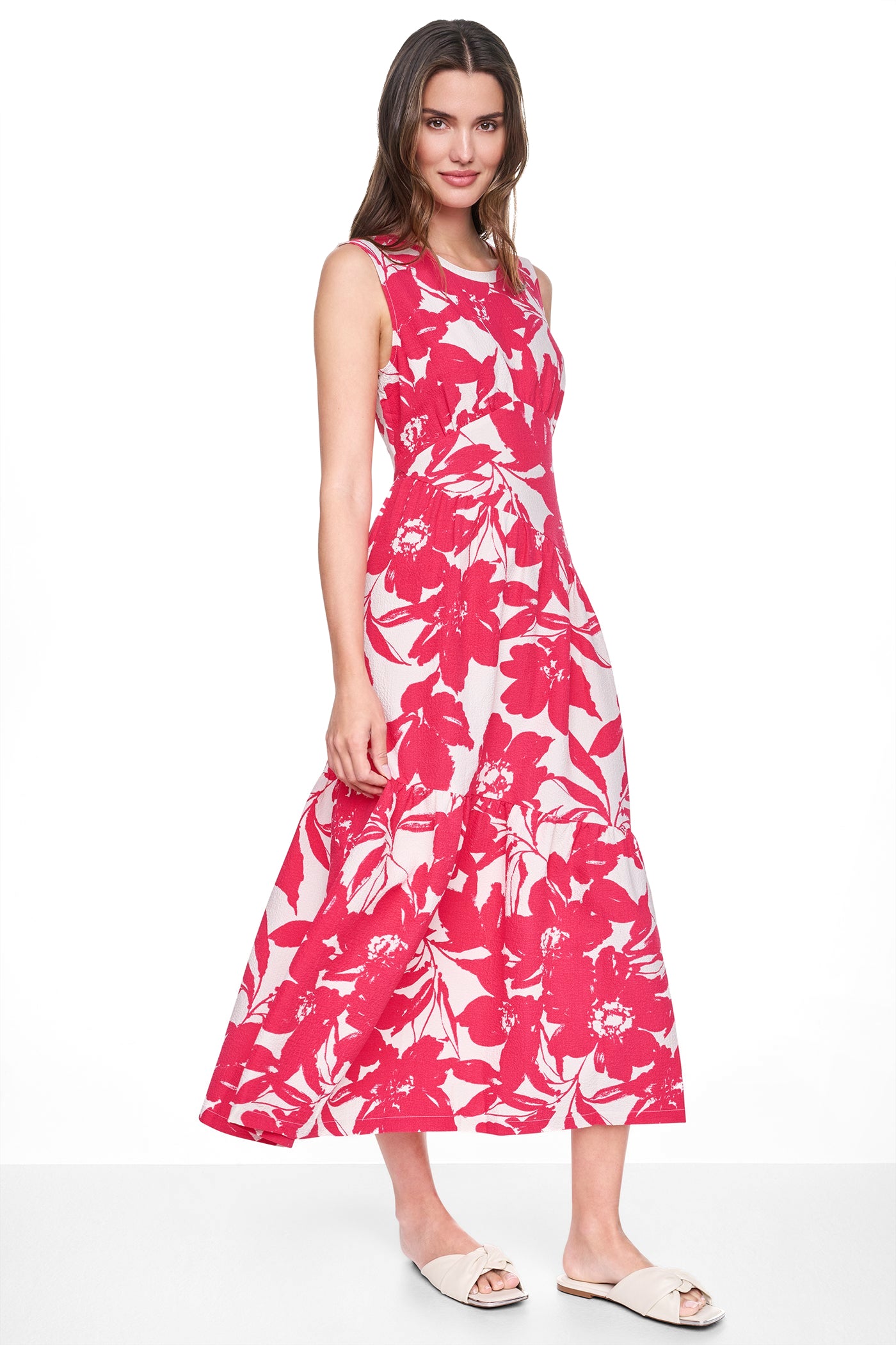 Jewel Neck Printed Midi Dress | DKNY