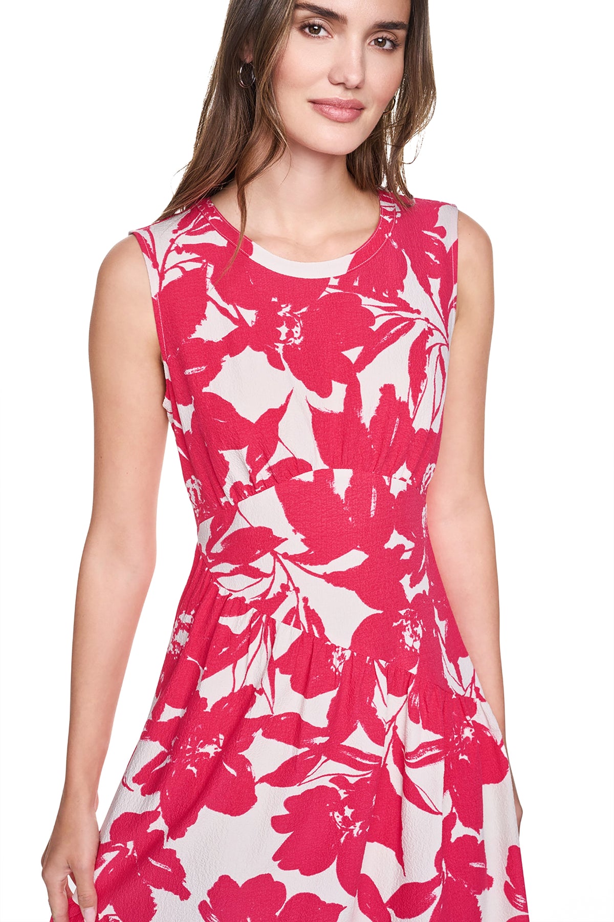 JEWEL NECK PRINTED MIDI DRESS View 2 | Gifts Under $100