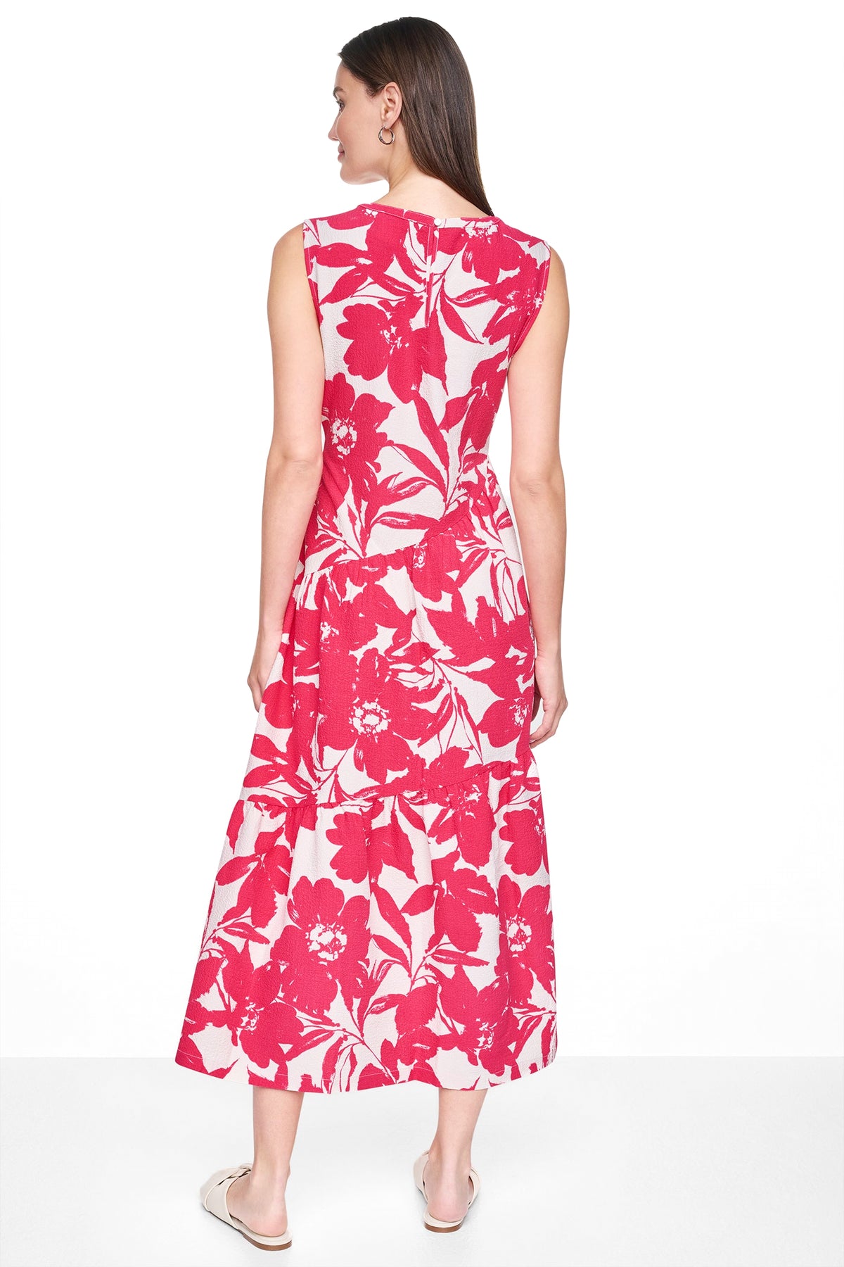 JEWEL NECK PRINTED MIDI DRESS VIEW 2