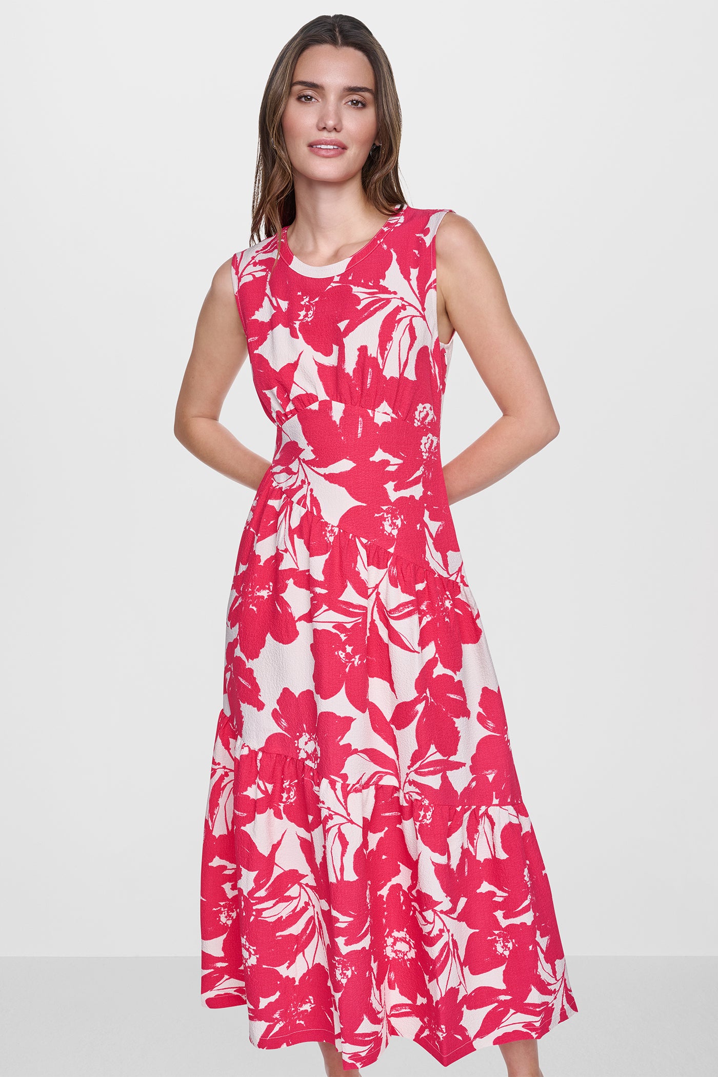 JEWEL NECK PRINTED MIDI DRESS VIEW 7 | New Arrivals
