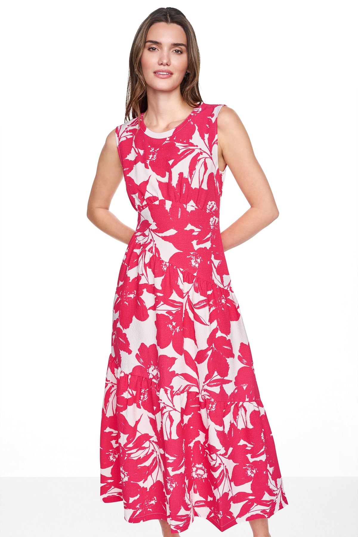 JEWEL NECK PRINTED MIDI DRESS VIEW 2