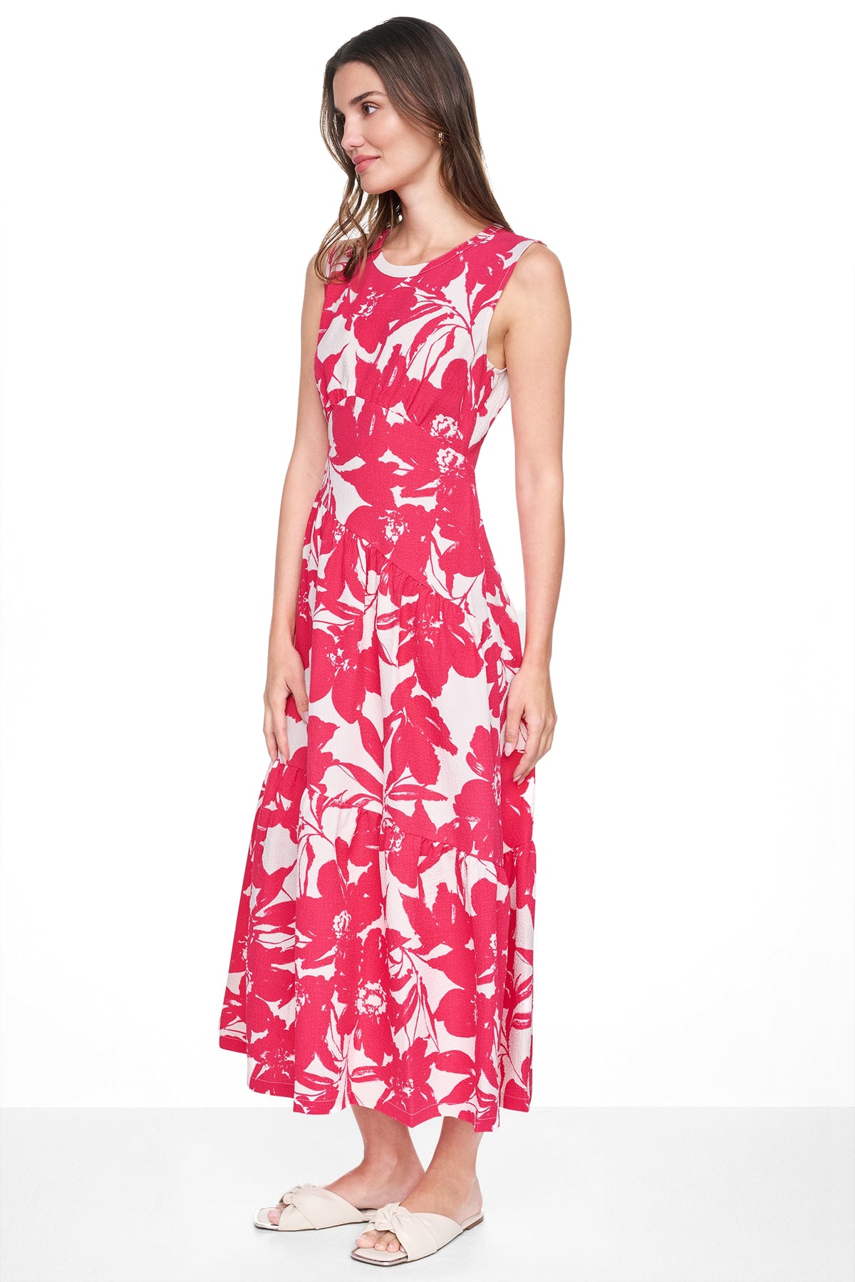 JEWEL NECK PRINTED MIDI DRESS VIEW 2