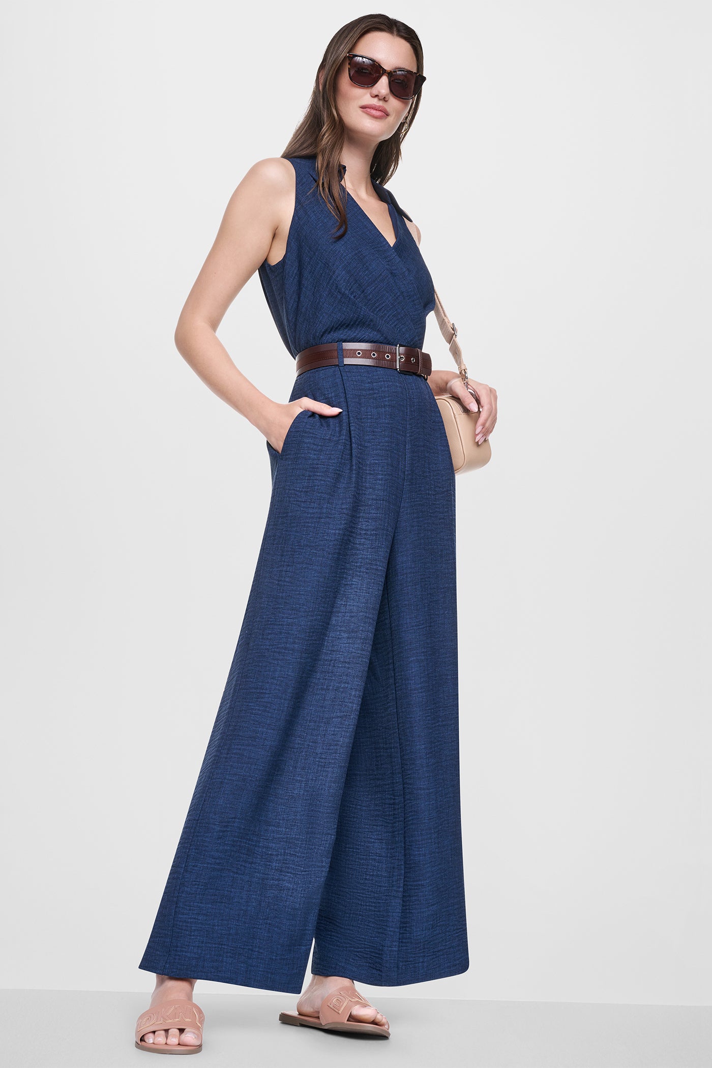 WRAP-EFFECT BELTED JUMPSUIT VIEW 4 | Clothing