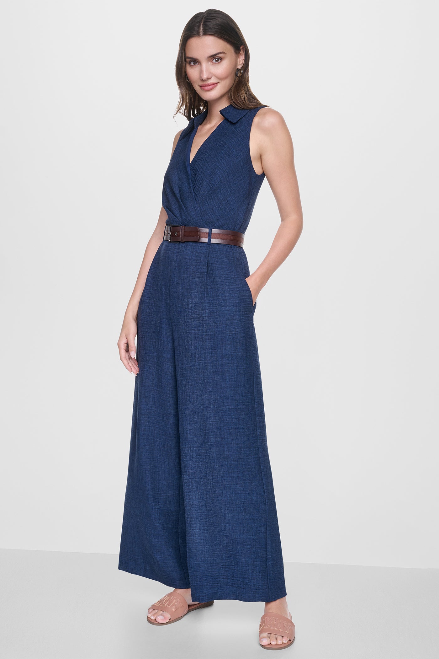 WRAP-EFFECT BELTED JUMPSUIT VIEW 7 | Clothing