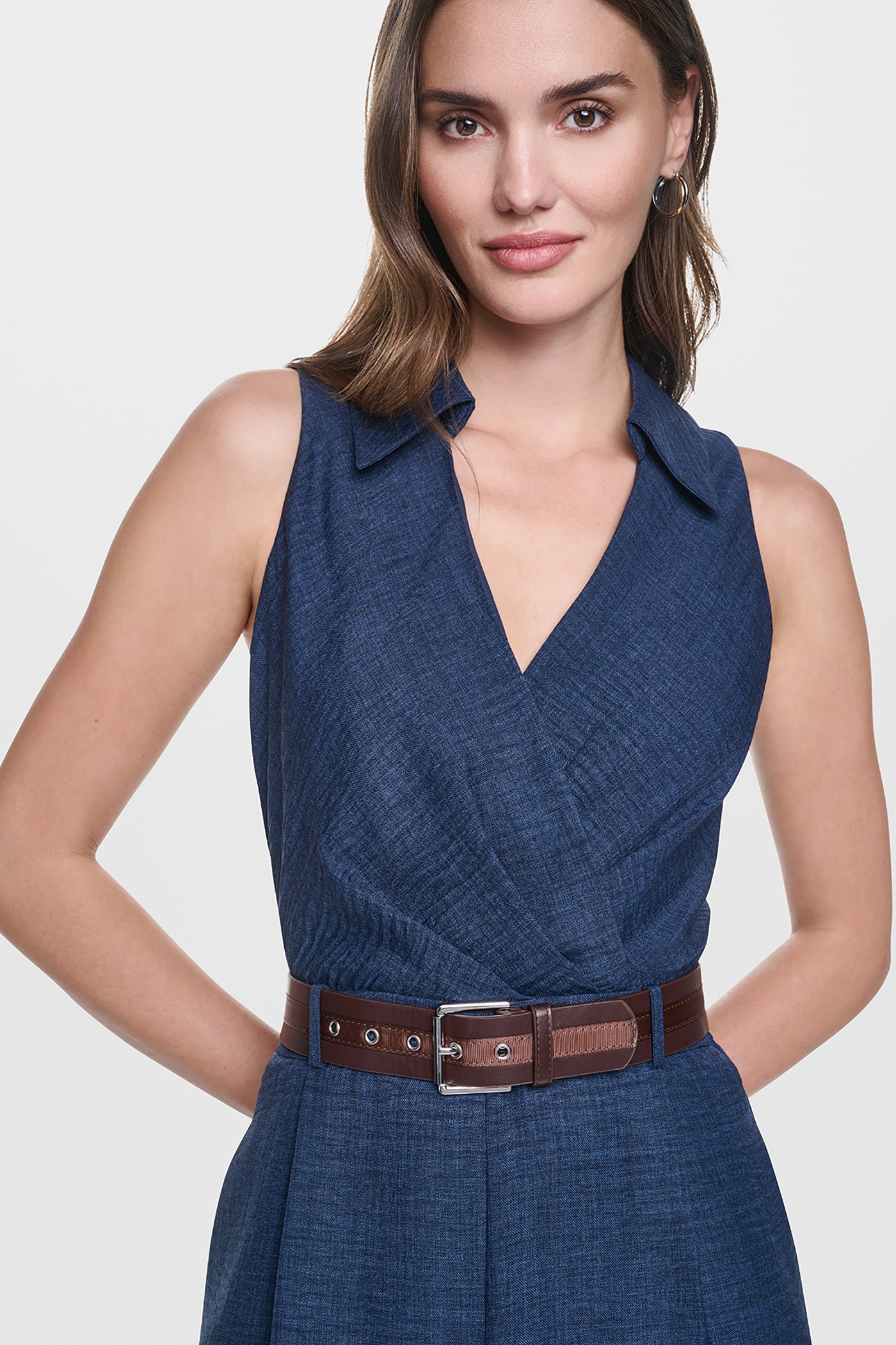 WRAP-EFFECT BELTED JUMPSUIT VIEW 8 | Clothing