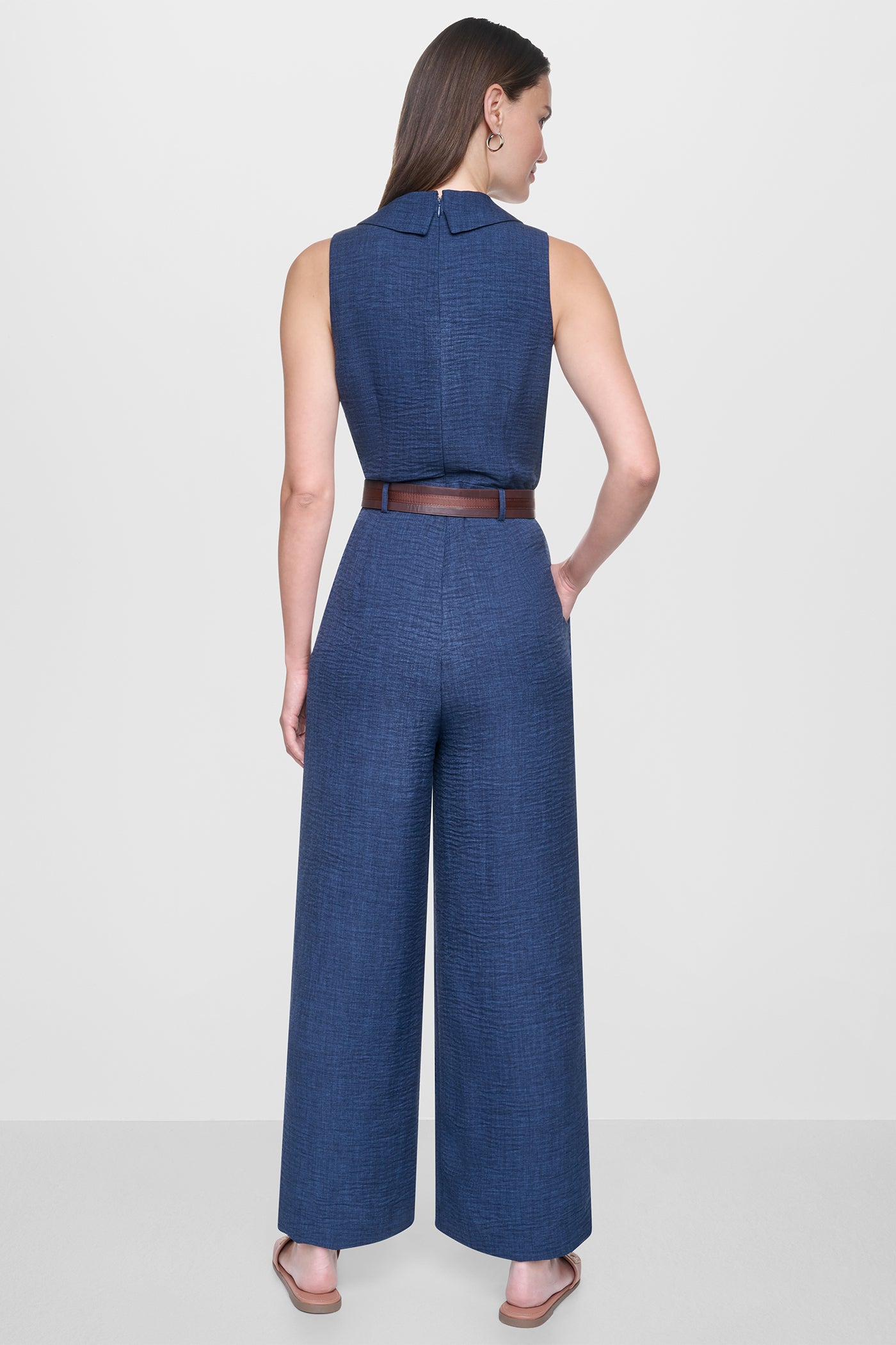 WRAP-EFFECT BELTED JUMPSUIT VIEW 3 | Clothing