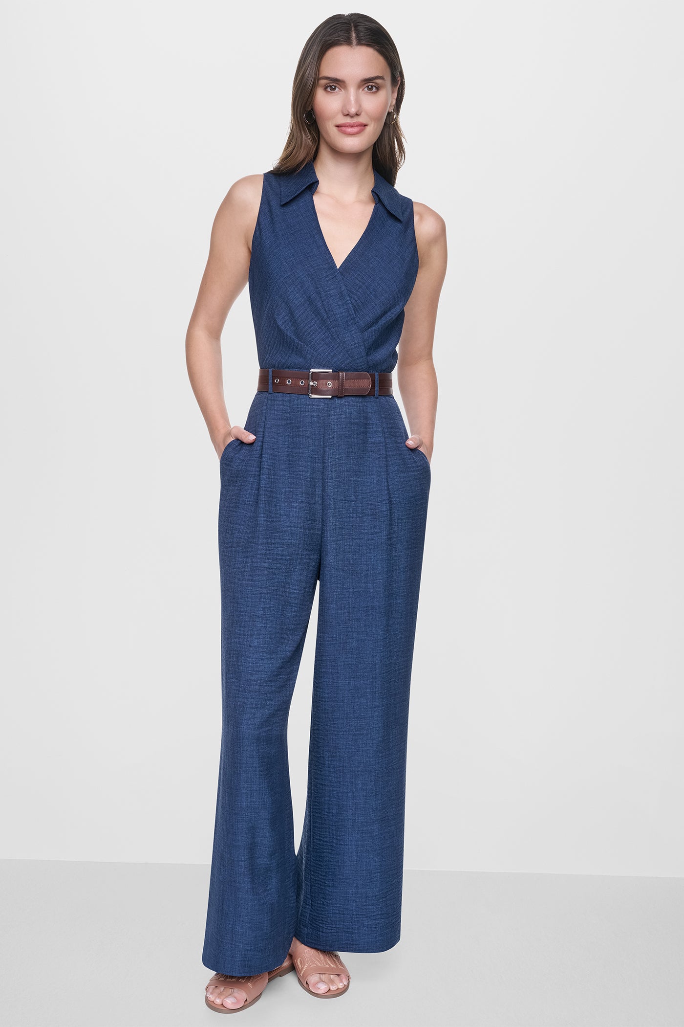 WRAP-EFFECT BELTED JUMPSUIT VIEW 5 | Clothing