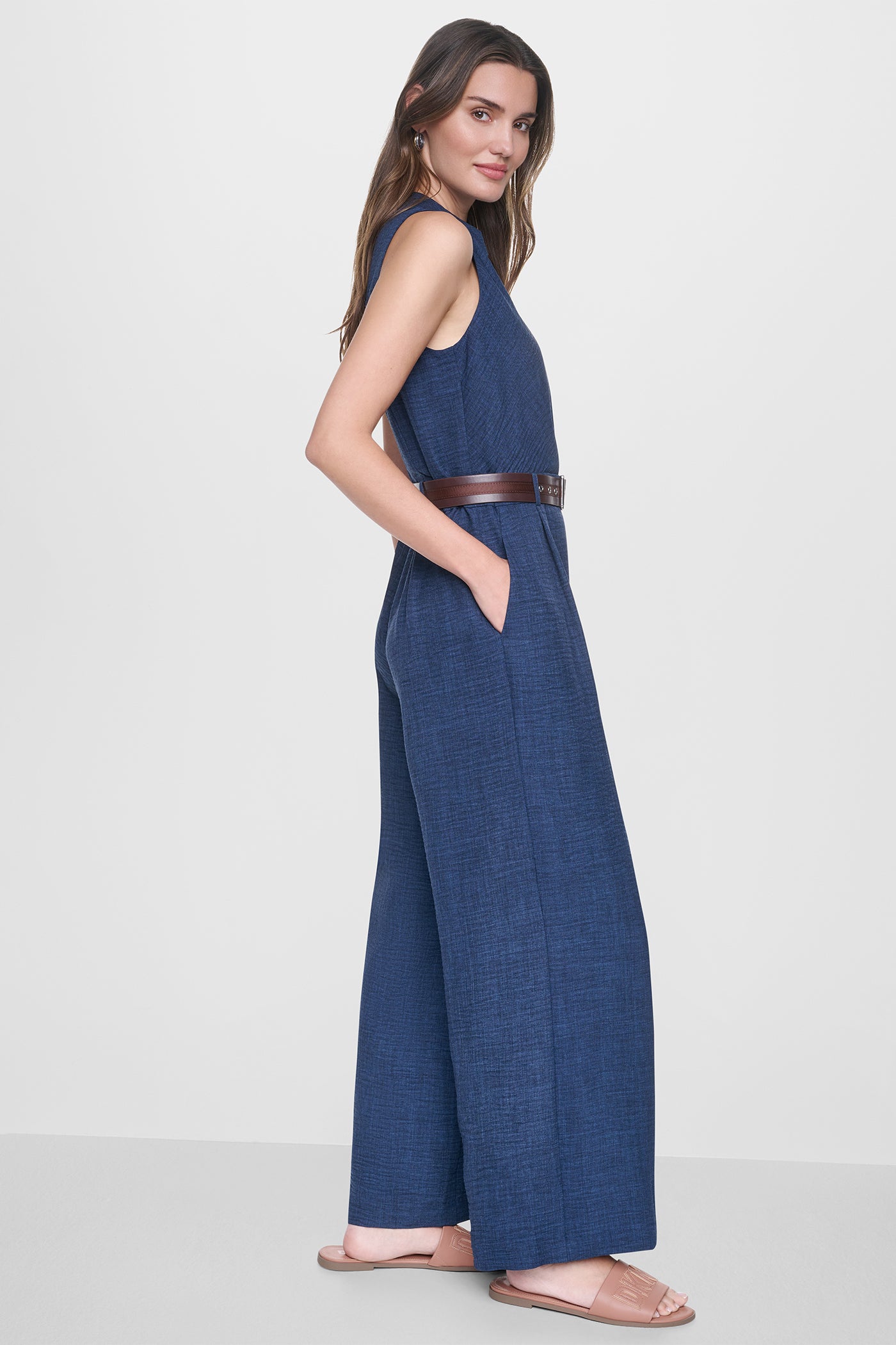 WRAP-EFFECT BELTED JUMPSUIT VIEW 6 | Clothing