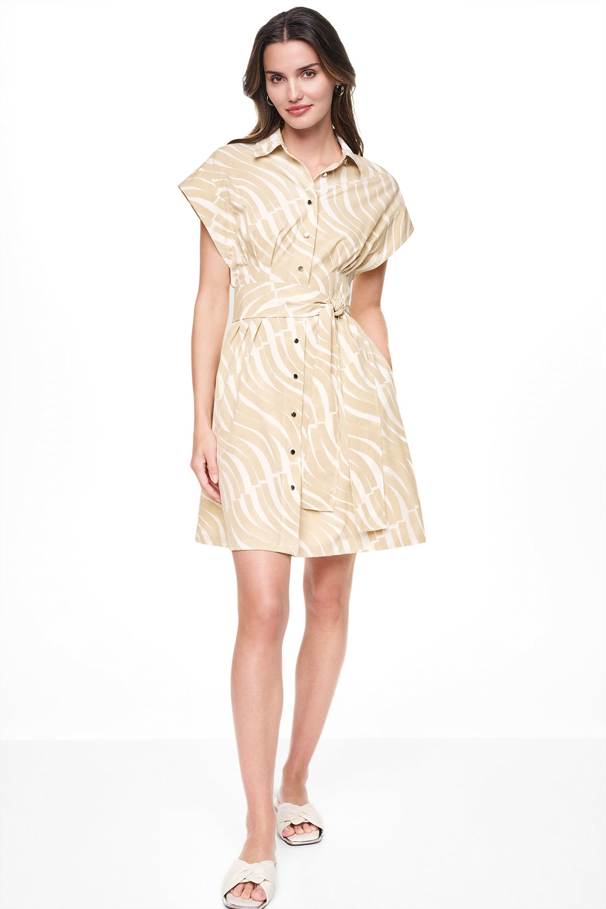 CAP SLEEVE MINI COMMUTER SHIRT DRESS VIEW 2