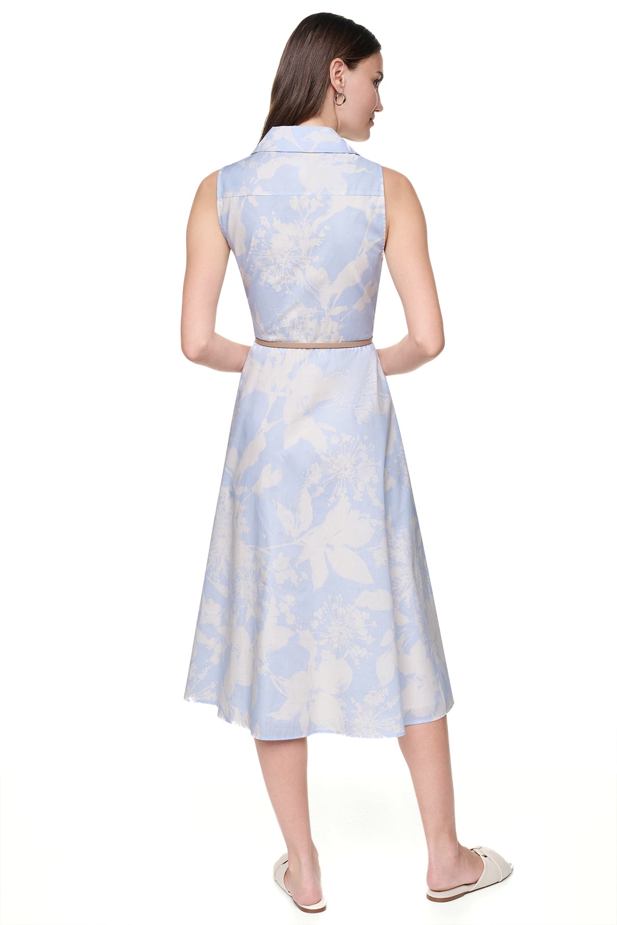 SLEEVELESS WRAP-EFFECT MIDI SHIRT DRESS VIEW 2