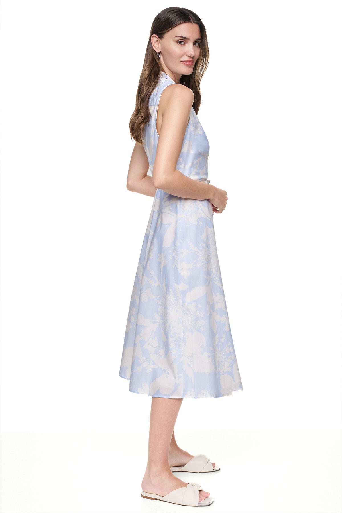SLEEVELESS WRAP-EFFECT MIDI SHIRT DRESS VIEW 2