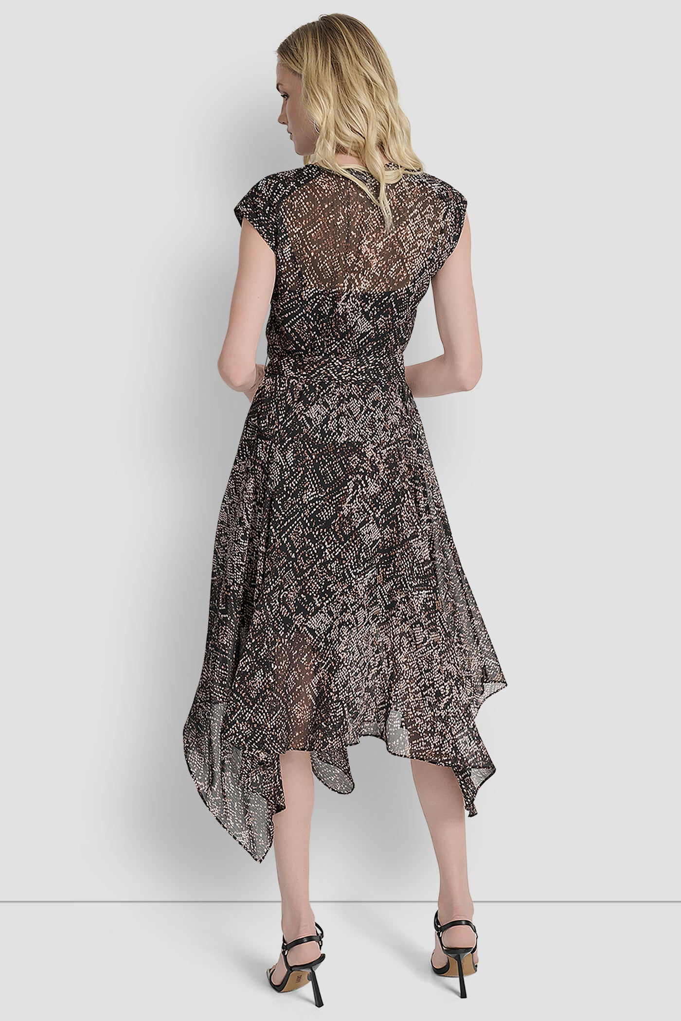 Black Multi SLEEVLESS V-NECK MIDI, VIEW 2 | Dresses & Jumpsuits