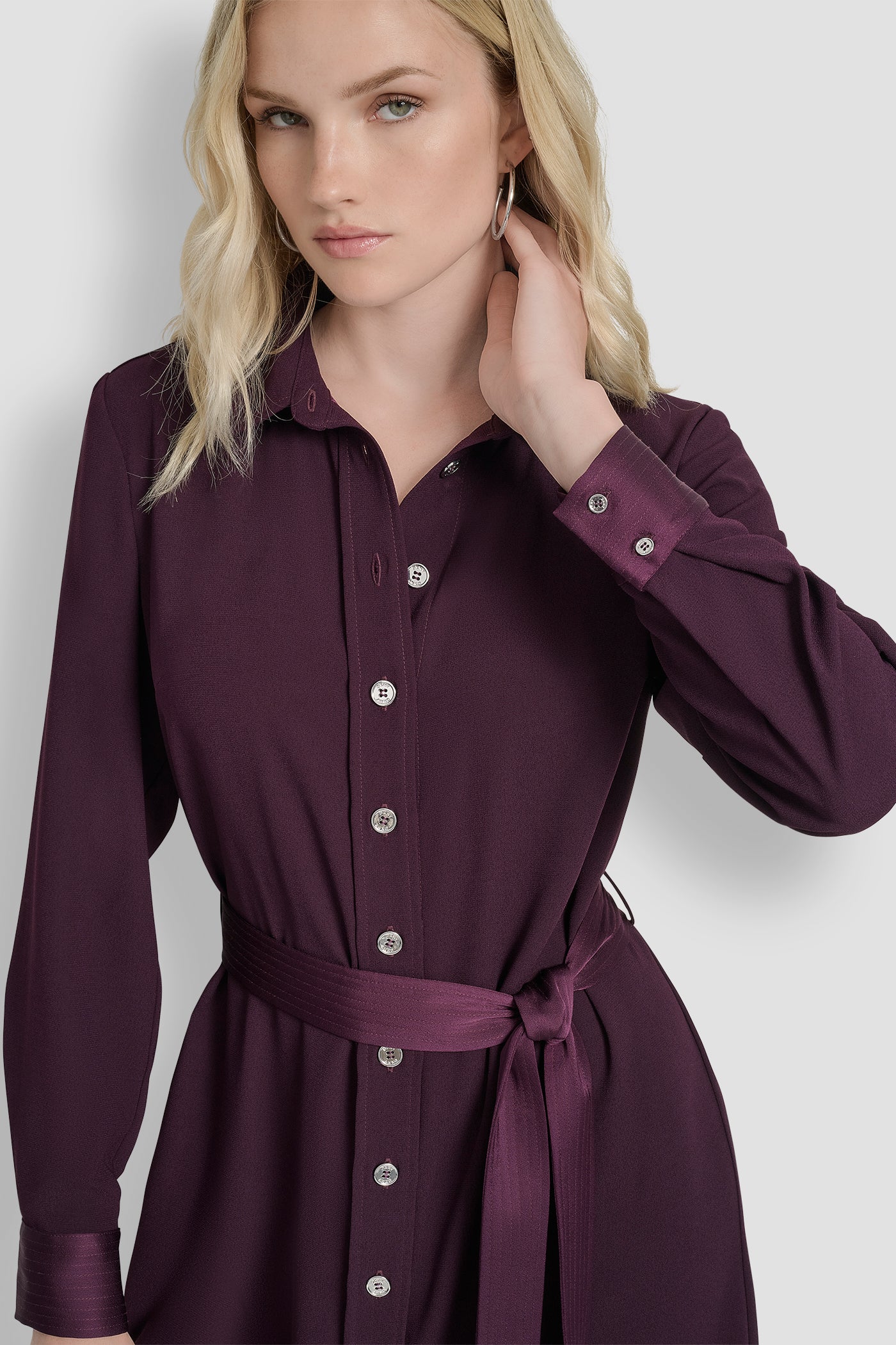 LONG SLEEVE SHIRT DRESS WITH BELT VIEW 4 | New Arrivals