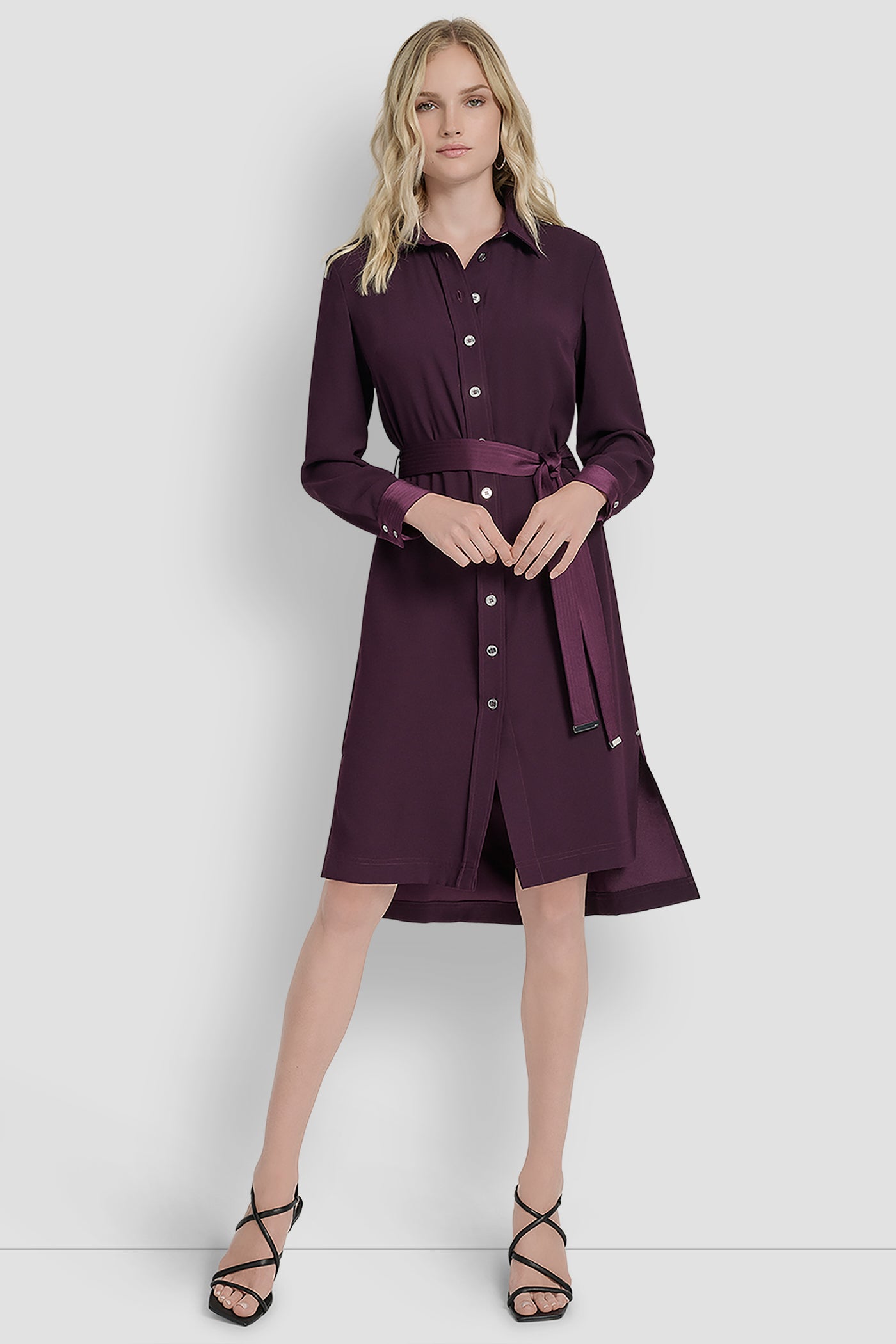 LONG SLEEVE SHIRT DRESS WITH BELT VIEW 8 | New Arrivals