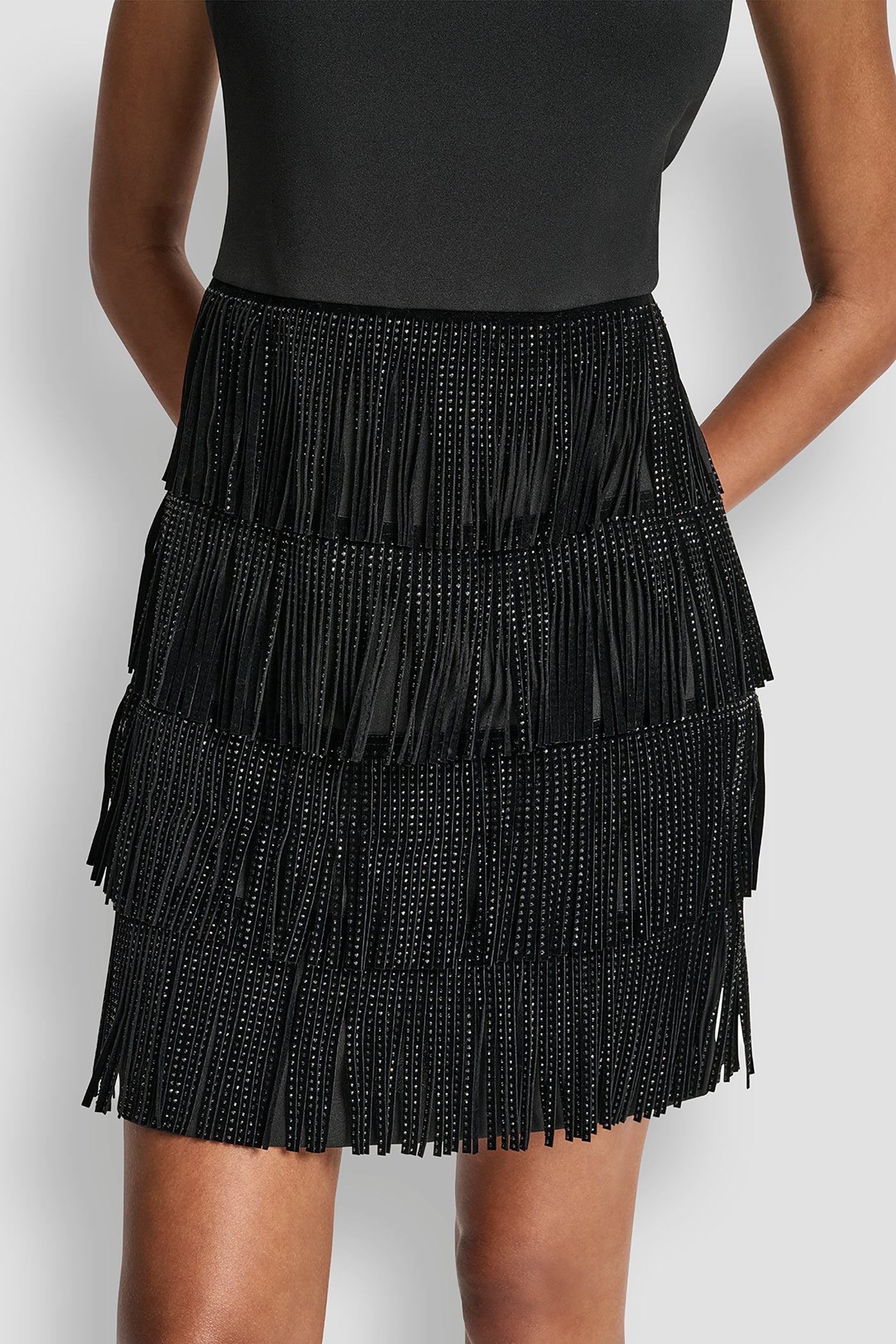 SLEEVELESS SHIFT DRESS WITH TIERED SKIRT VIEW 4 | DKNY Promo