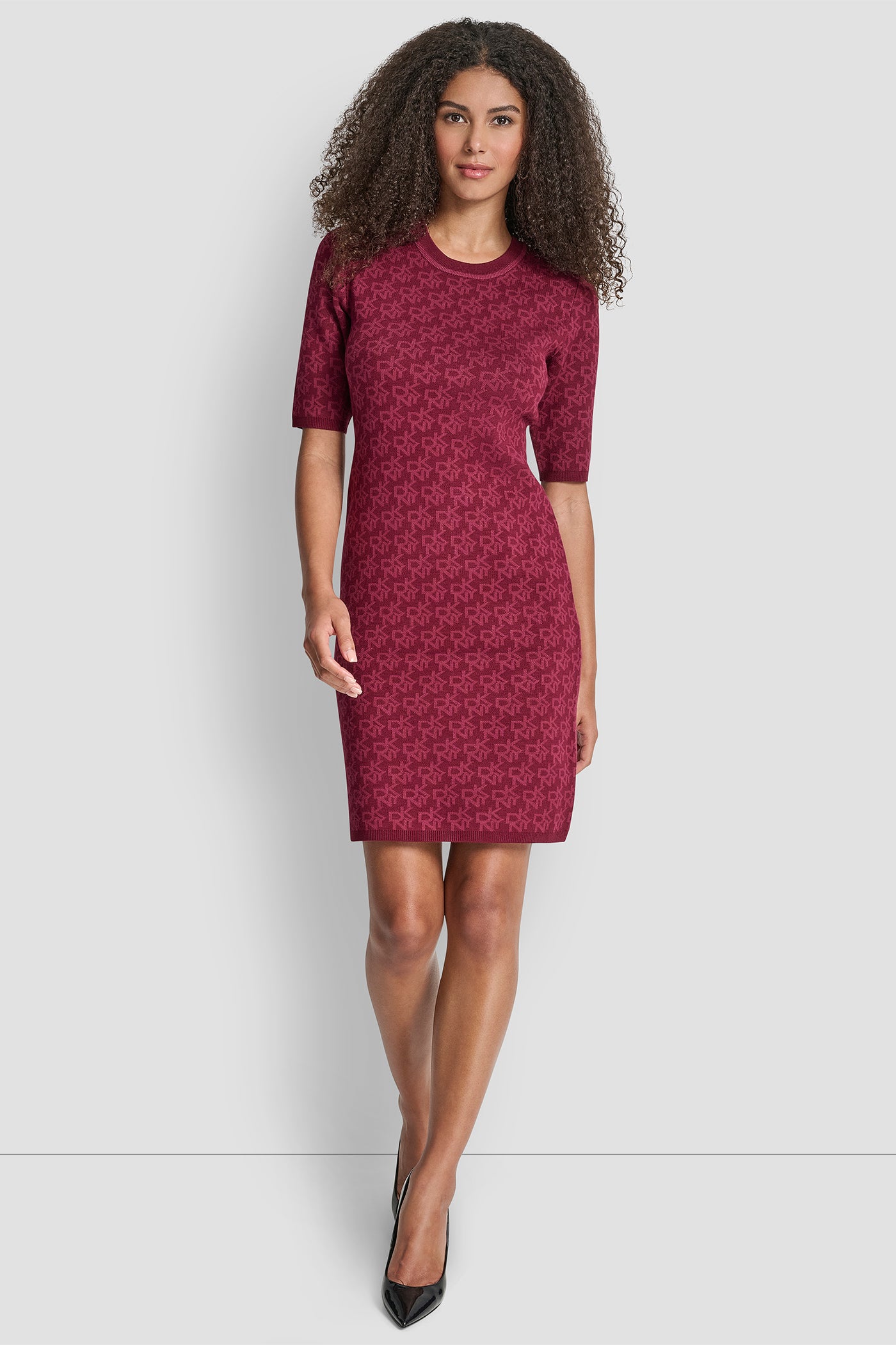 NEW MAROON ALL OVER LOGO DRESS, BACK VIEW | Dresses & Jumpsuits