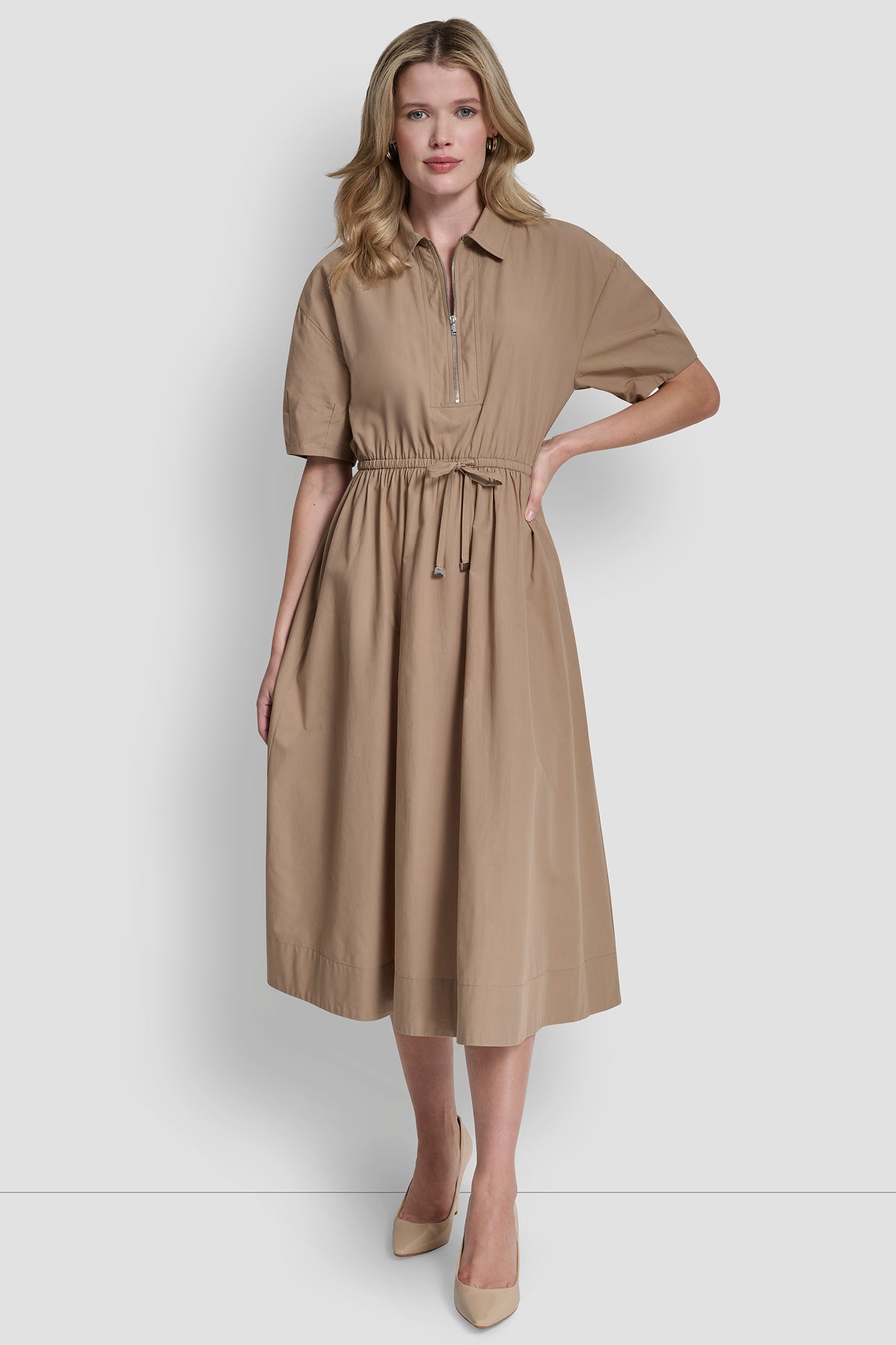 Cappucino ZIPPER SHIRT DRESS, VIEW 1 | SELECT STYLES