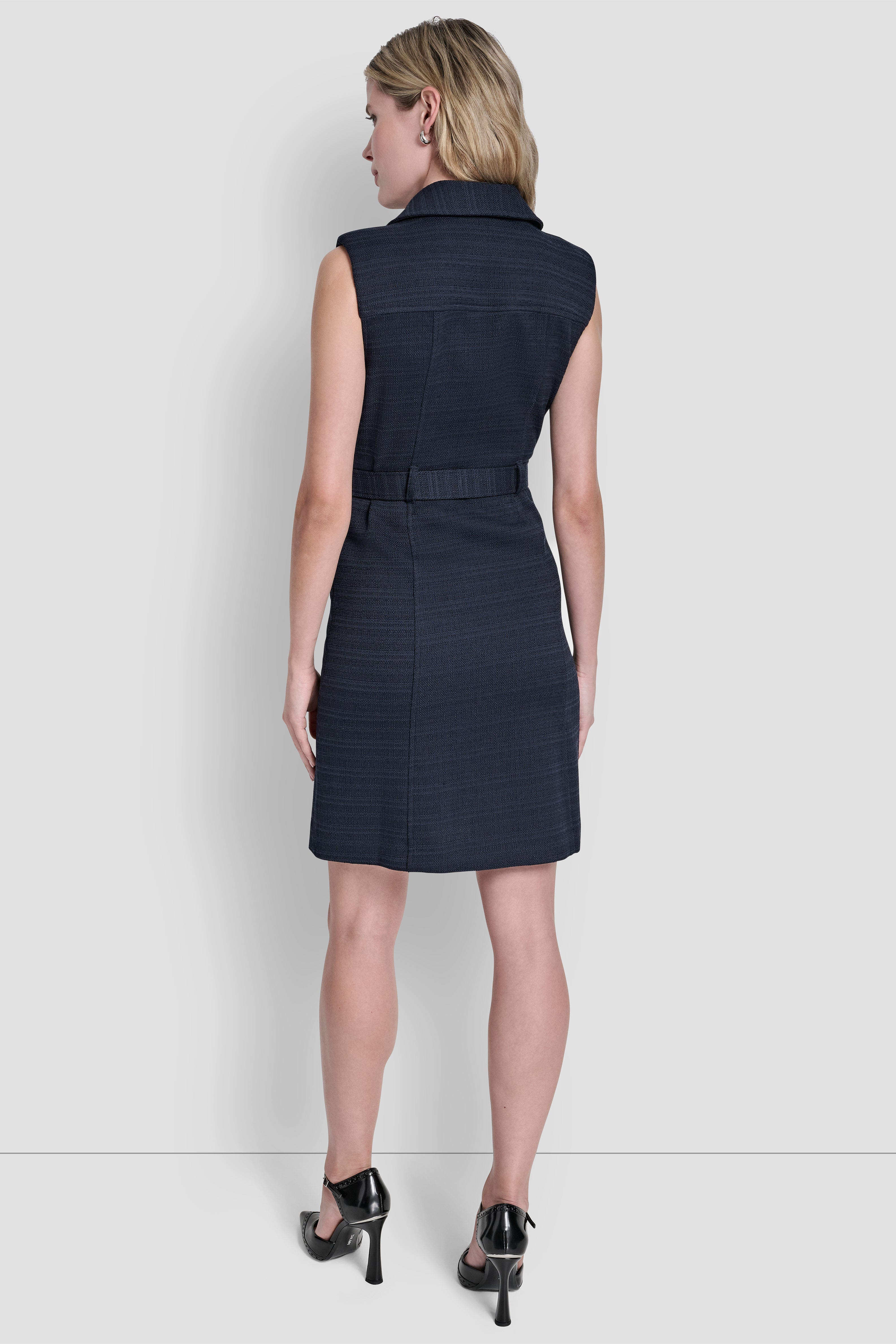 sleeveless blazer dress midi Sleeveless Blazer Dress in Wool Double-Face Black / 10