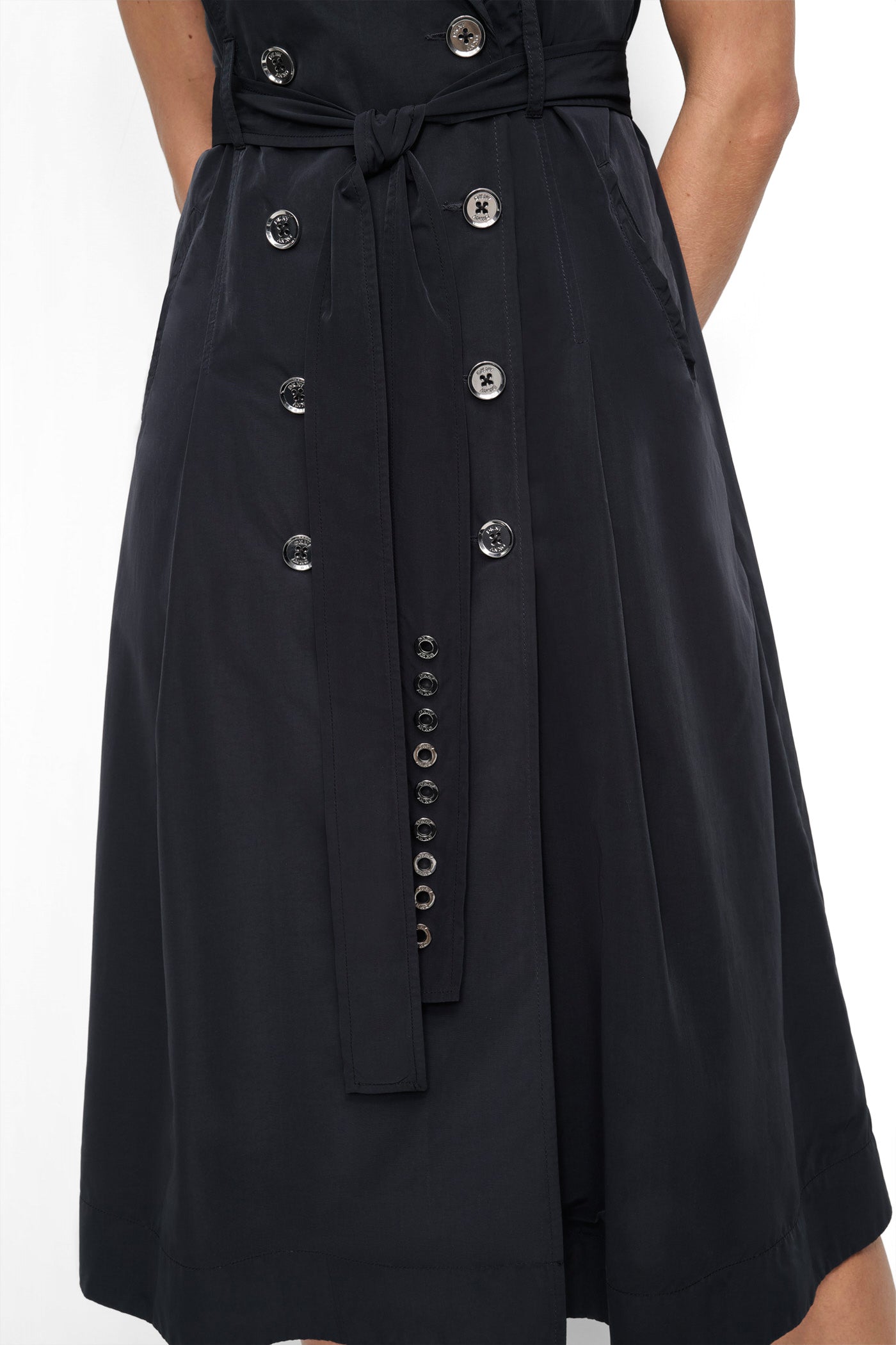 SLEEVELESS TECH COTTON BELTED MIDI DRESS VIEW 6 | SALE DRESSES