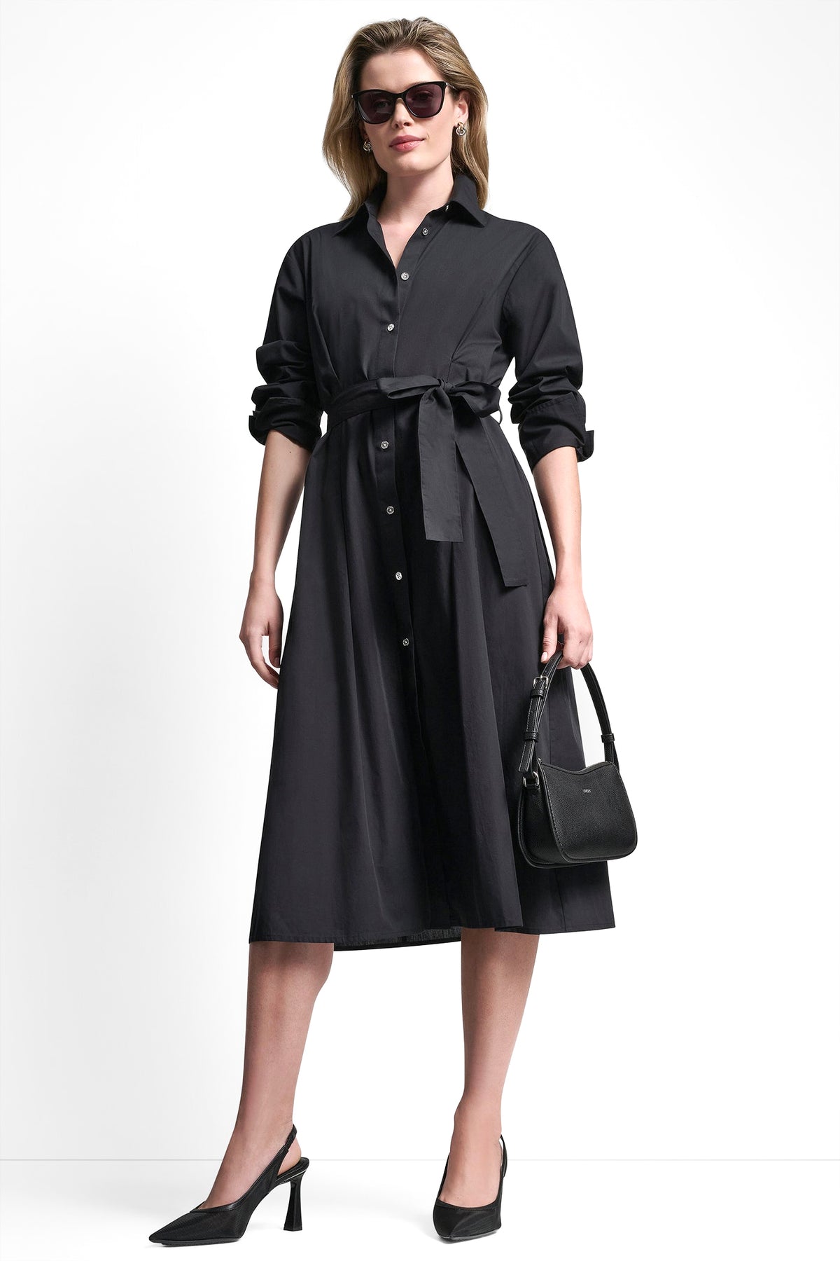 BUTTON DOWN MIDI SHIRT DRESS VIEW 2