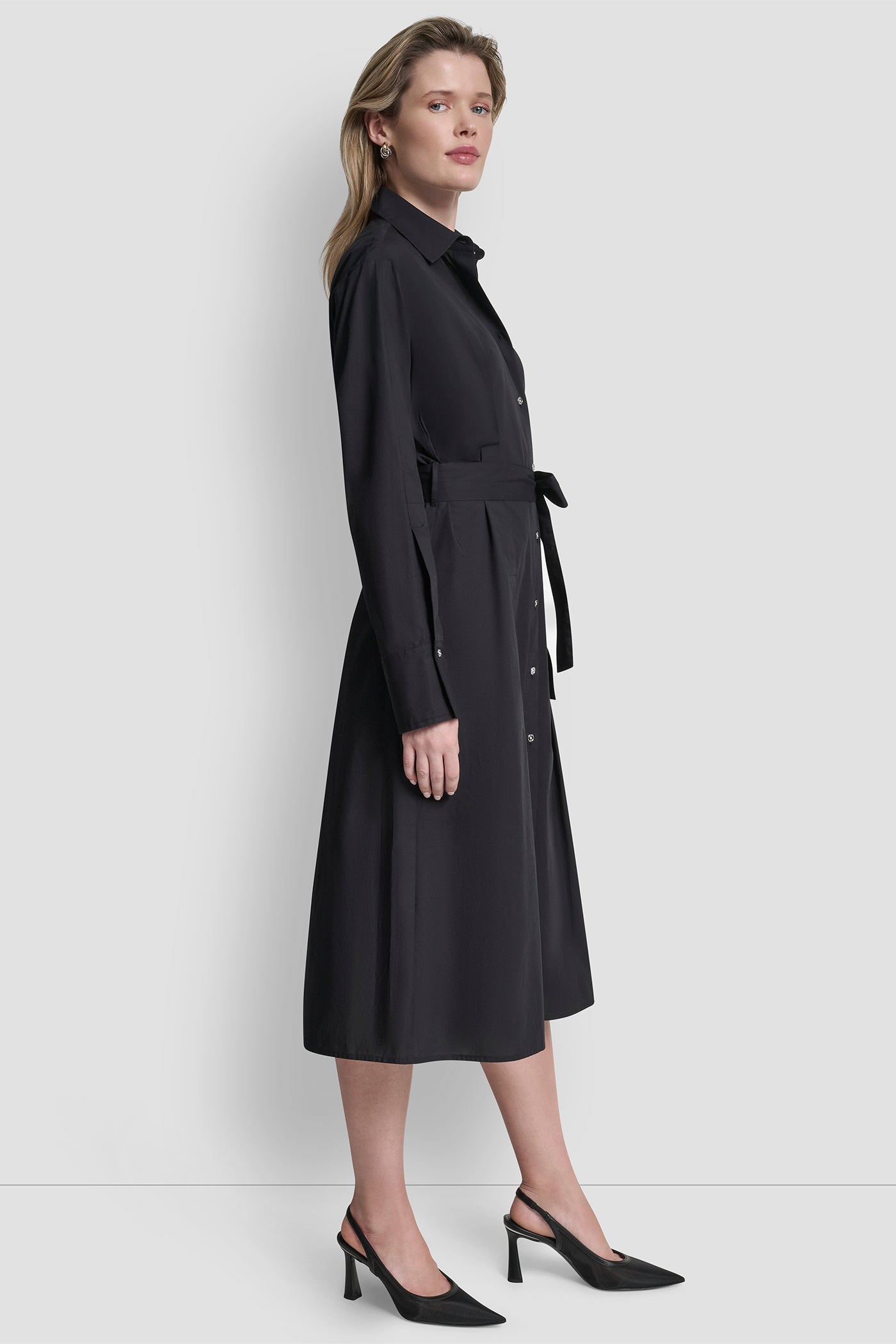 BUTTON DOWN MIDI SHIRT DRESS VIEW 4 | SELECT STYLES