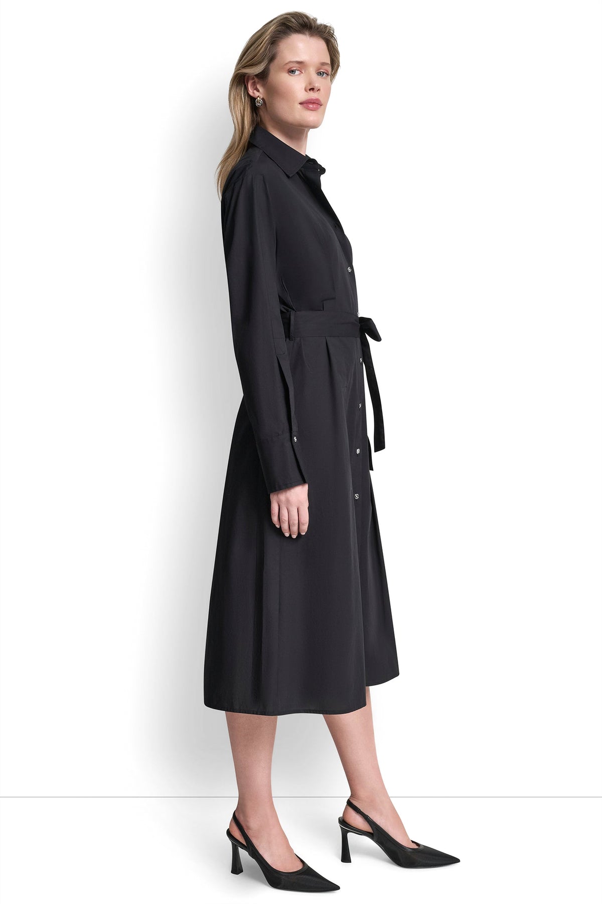 BUTTON DOWN MIDI SHIRT DRESS VIEW 2