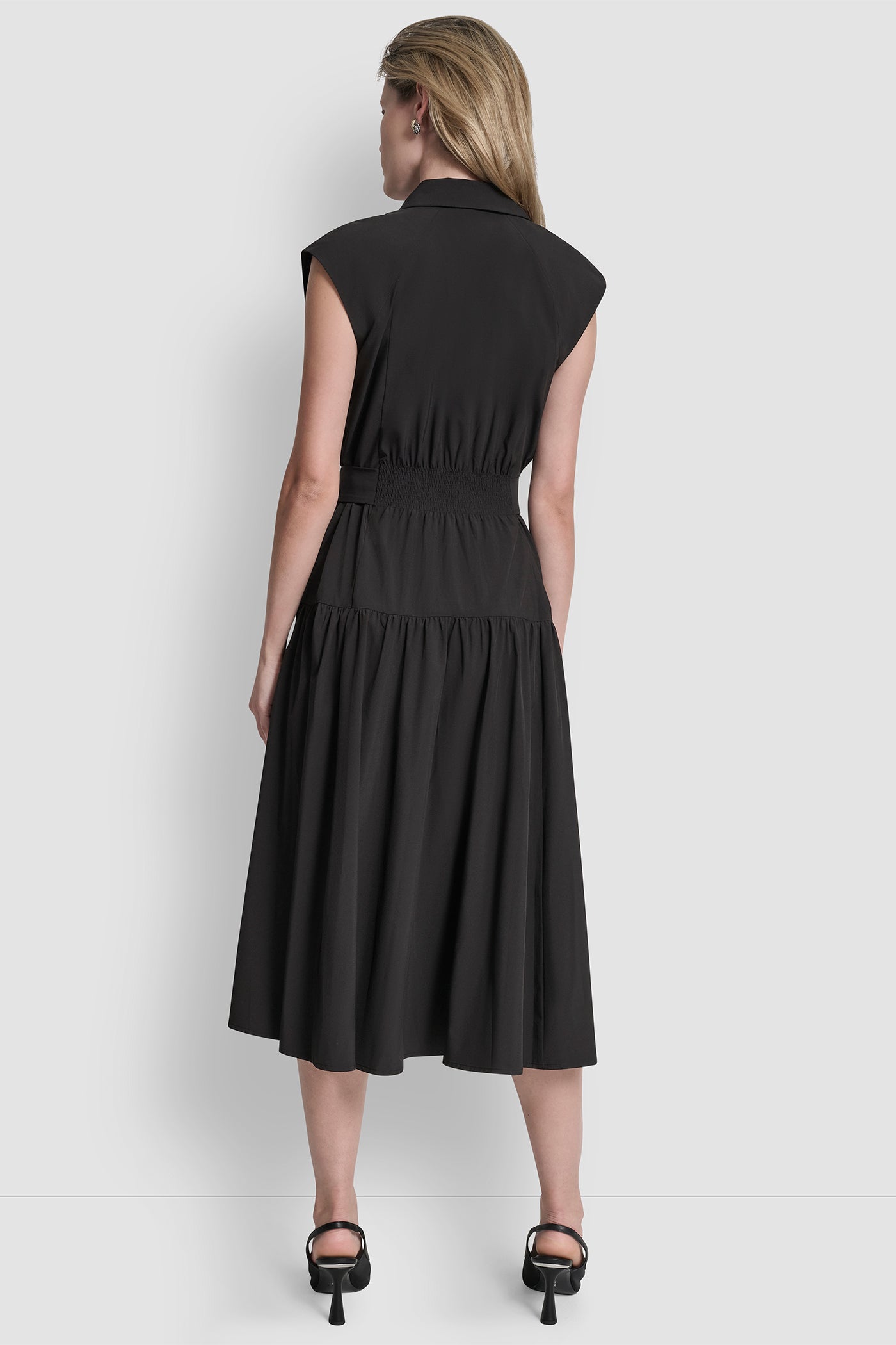Cap Sleeve Fit & Flare Midi Shirt Dress | Fit and Flare | DKNY Cap Sleeve Fit & Flare Midi Shirt Dress | Fit and Flare | DKNY