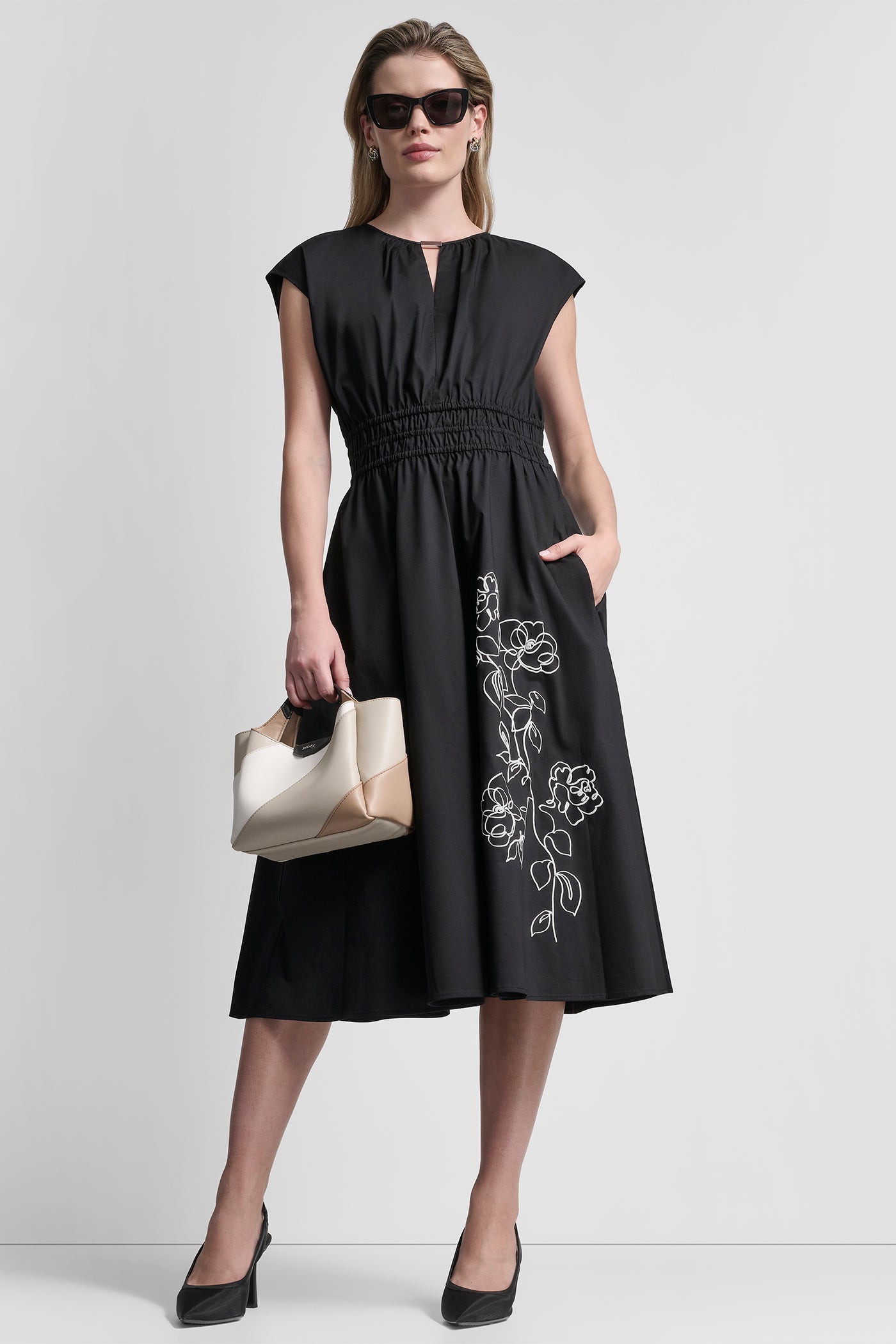 FLORAL FIT & FLARE MIDI DRESS VIEW 1 | Dresses & Jumpsuits