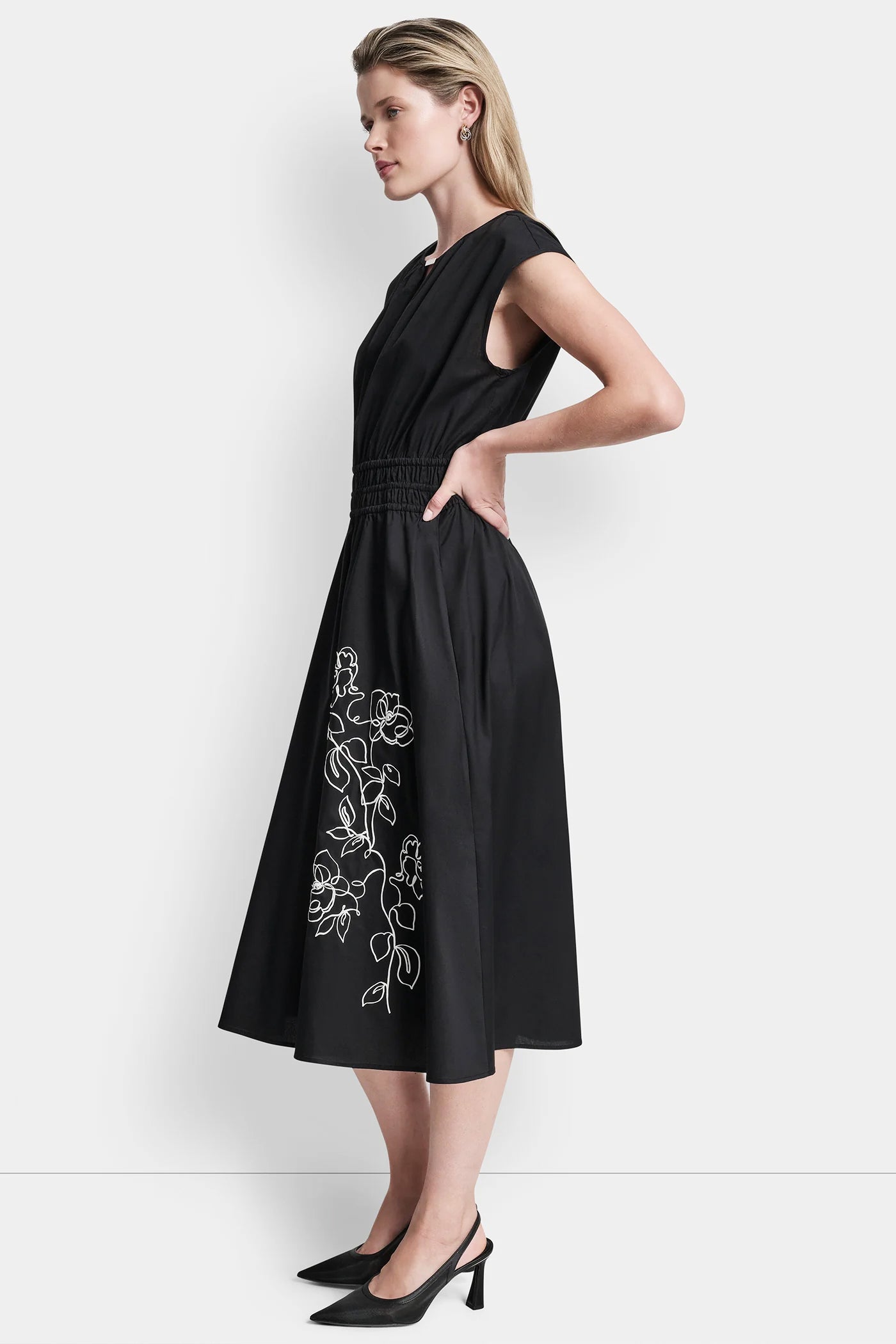 FLORAL FIT & FLARE MIDI DRESS VIEW 4