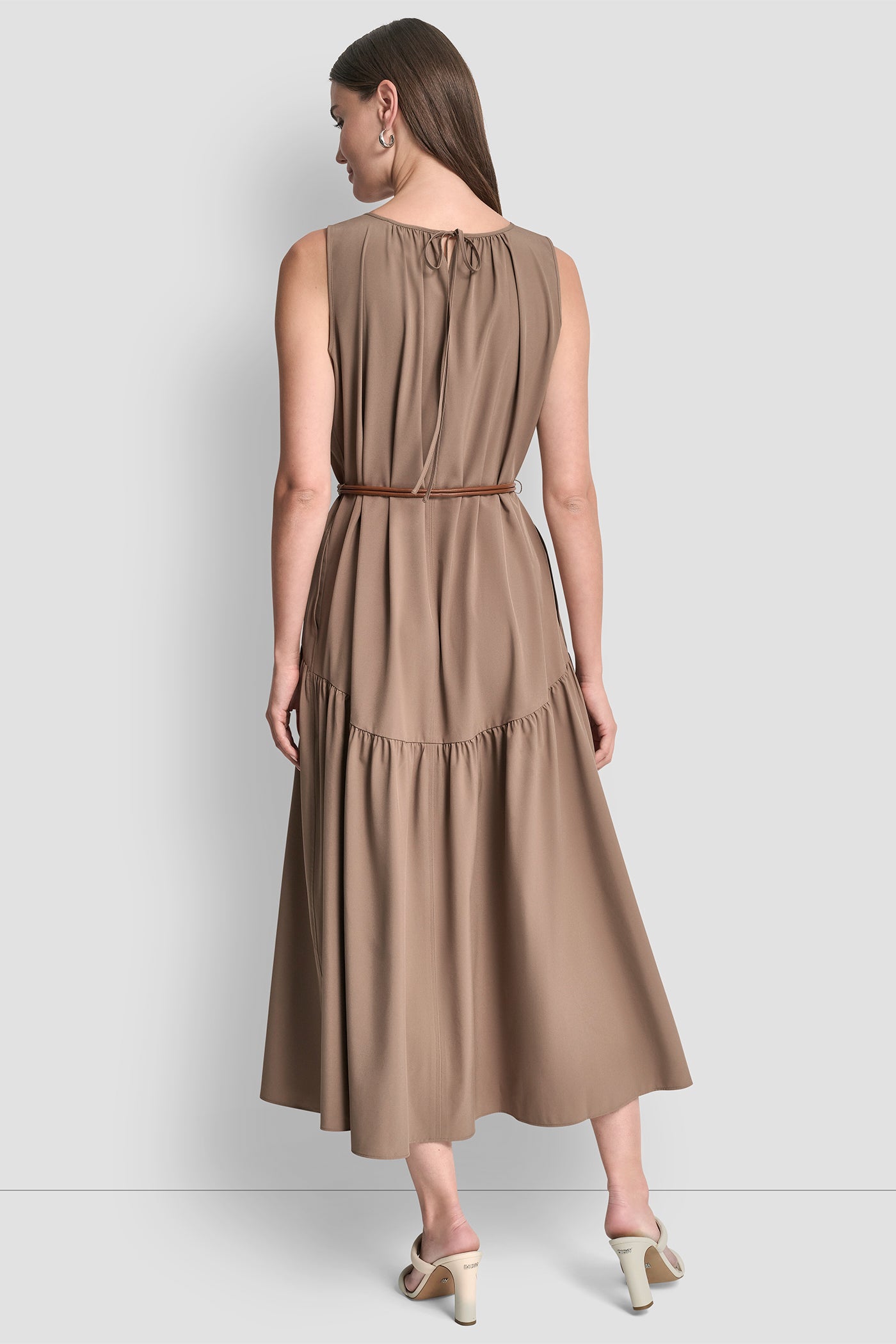 SLEEVELESS DROP-WAIST MIDI DRESS VIEW 3 | NEW NEUTRALS