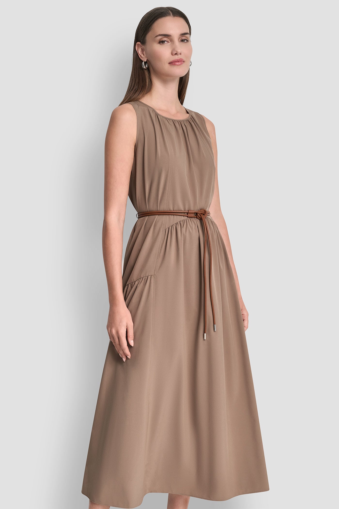 SLEEVELESS DROP-WAIST MIDI DRESS VIEW 5 | NEW NEUTRALS
