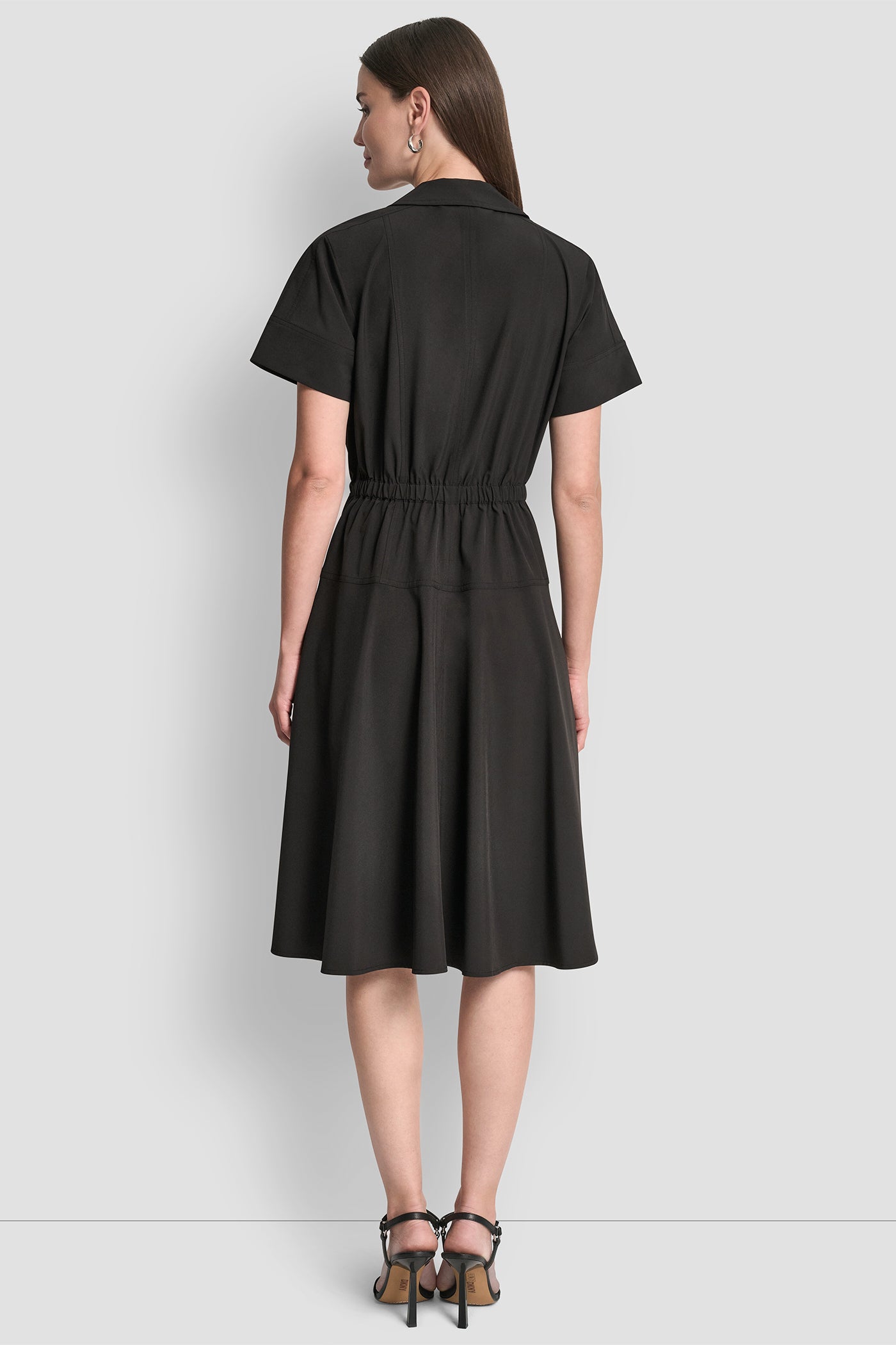 Black COMMUTER DRESS WITH TIE WAIST, BACK VIEW | Products