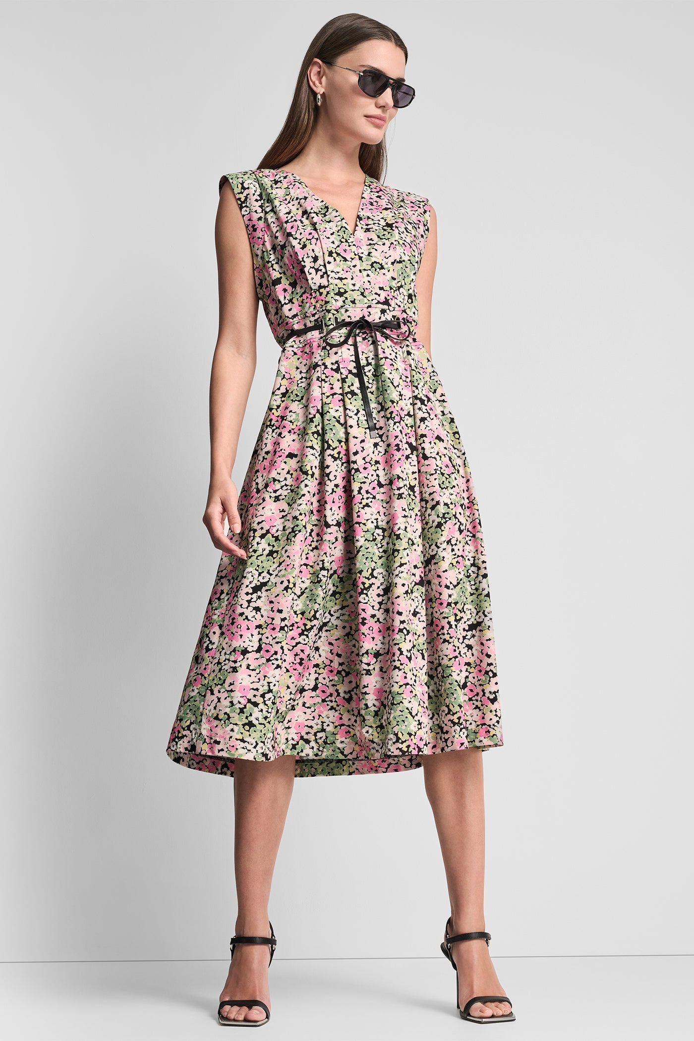 FLORAL MIDI FIT & FLARE DRESS VIEW 1 | Dresses & Jumpsuits