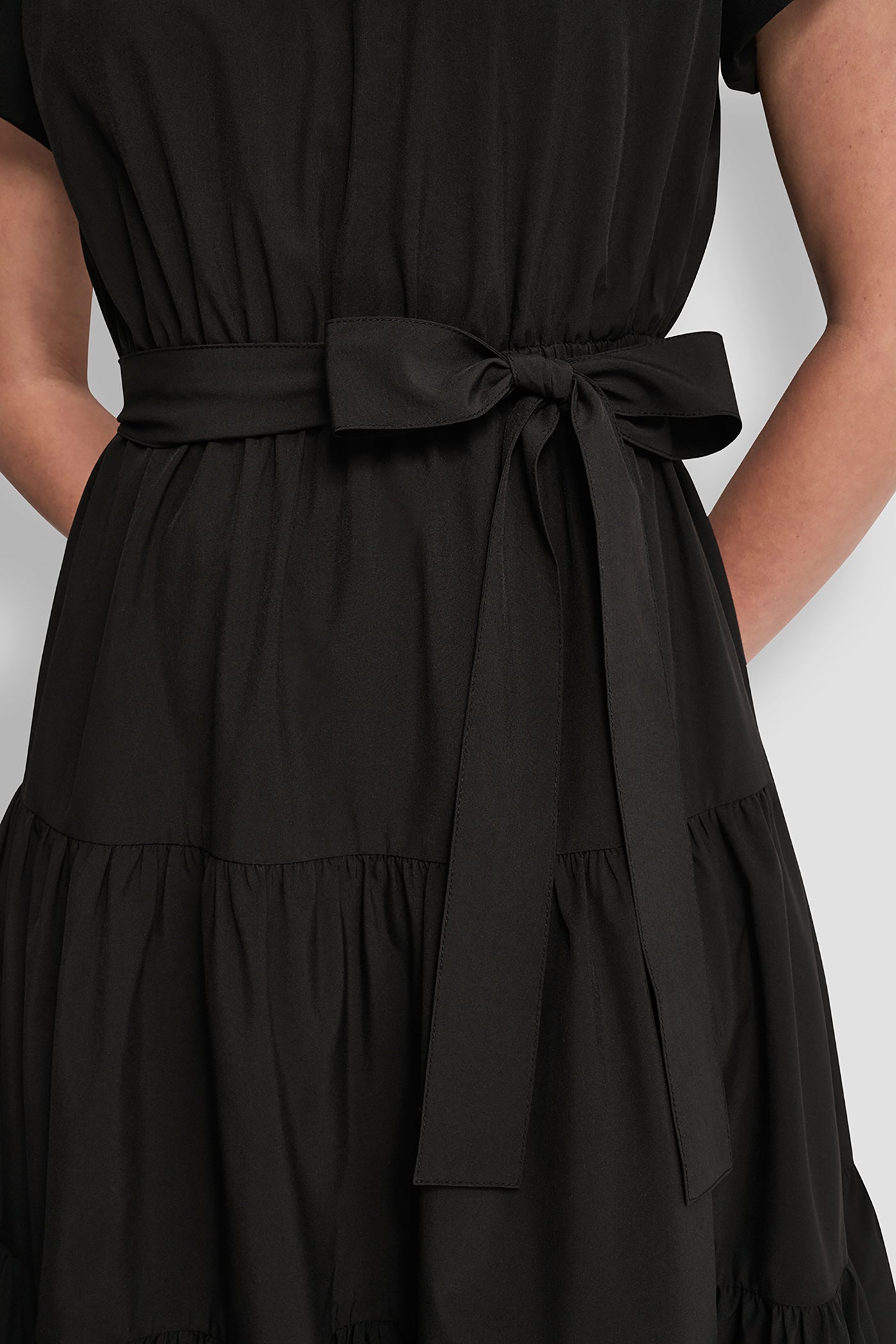 PUFF SLEEVE V-NECK FIT & FLARE DRESS VIEW 7 | Dresses & Jumpsuits