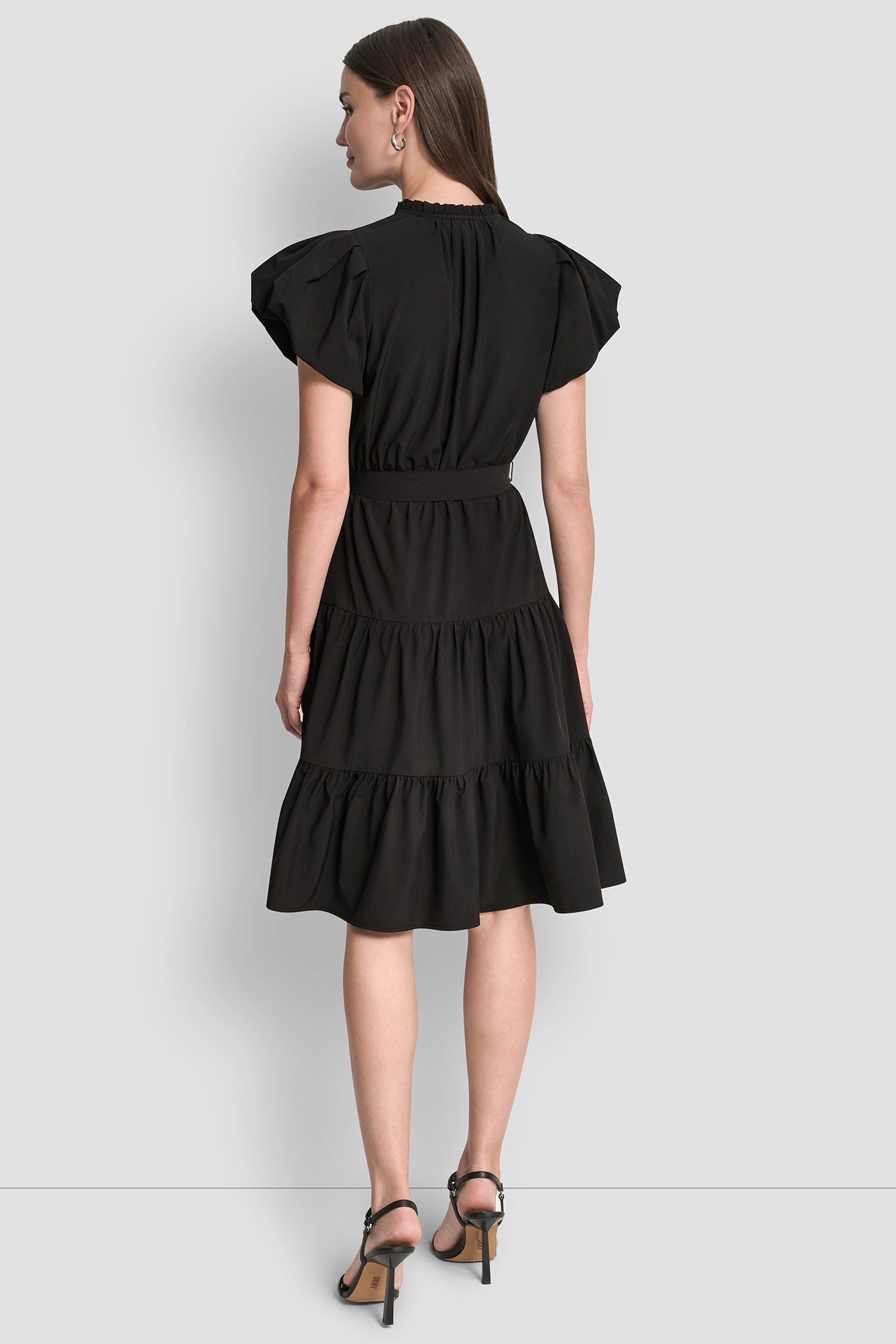 Puff Sleeve V Neck Fit & Flare Dress | Fit and Flare | DKNY Puff Sleeve V Neck Fit & Flare Dress | Fit and Flare | DKNY