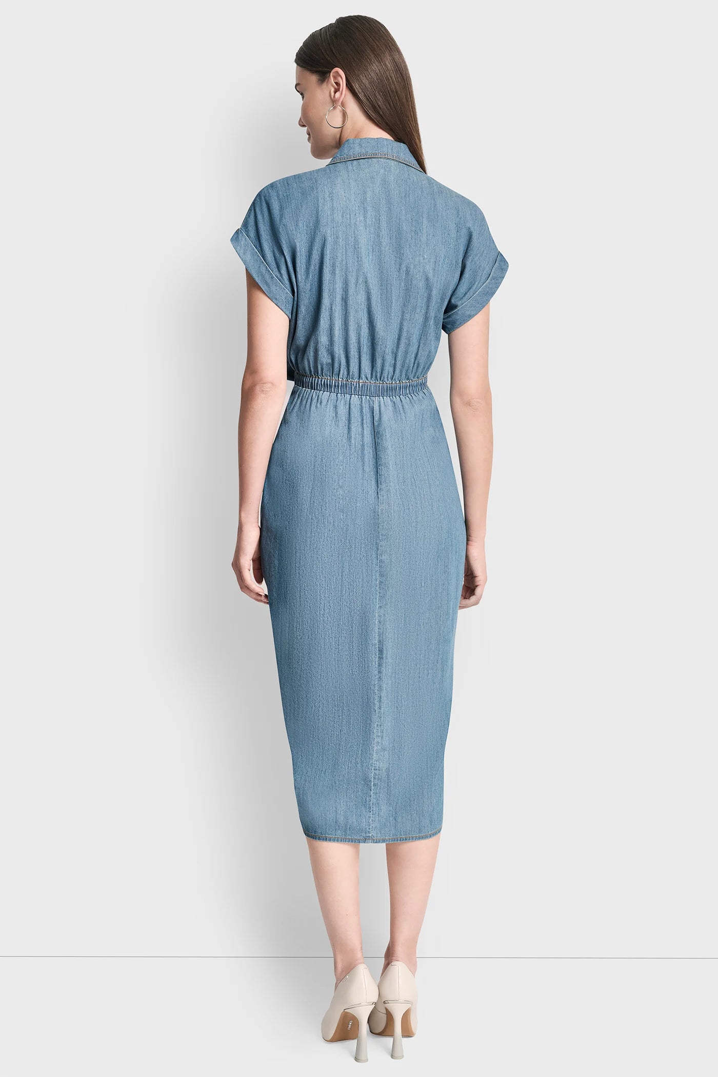 SHORT SLEEVE MIDI SHIRT DRESS VIEW 3 | SALE