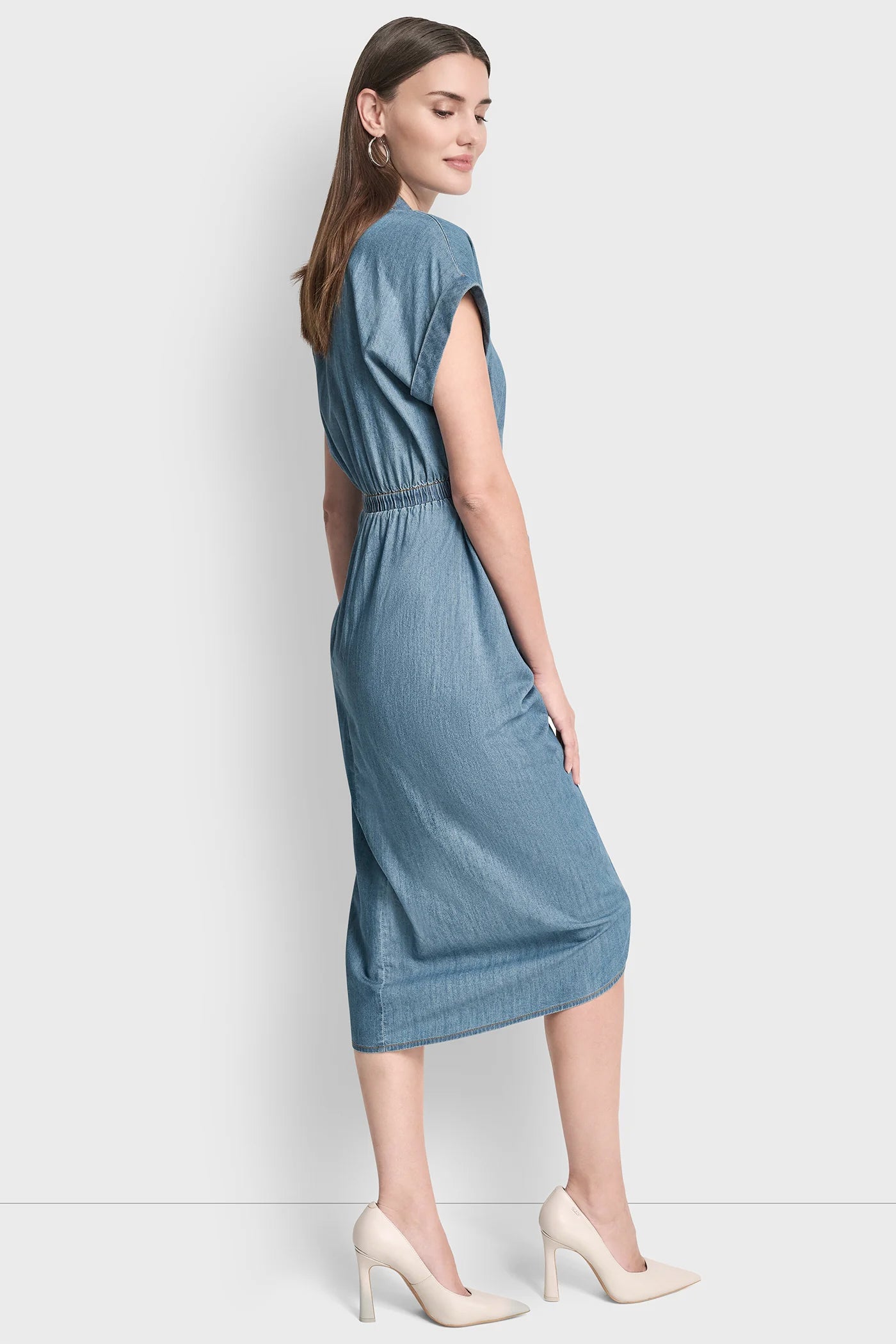SHORT SLEEVE MIDI SHIRT DRESS VIEW 4 | SALE