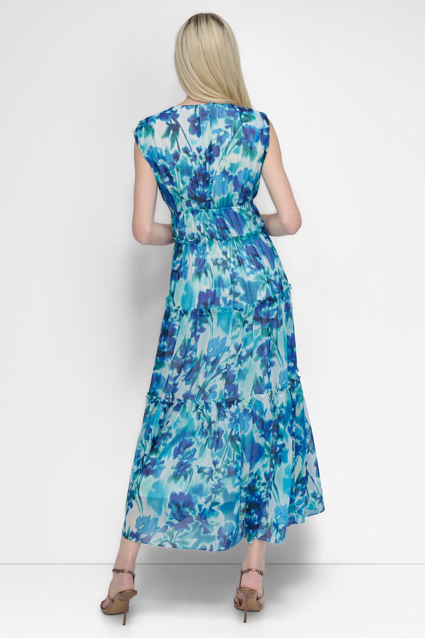 INDIGO BLUE MULTI SLEEVELESS TIERED MAXI, VIEW 2 | Summer Essentials