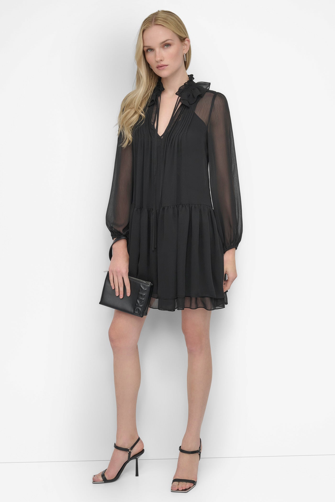 LONG SLEEVE CHIFFON MINI DRESS VIEW 8 | SALE DRESSES