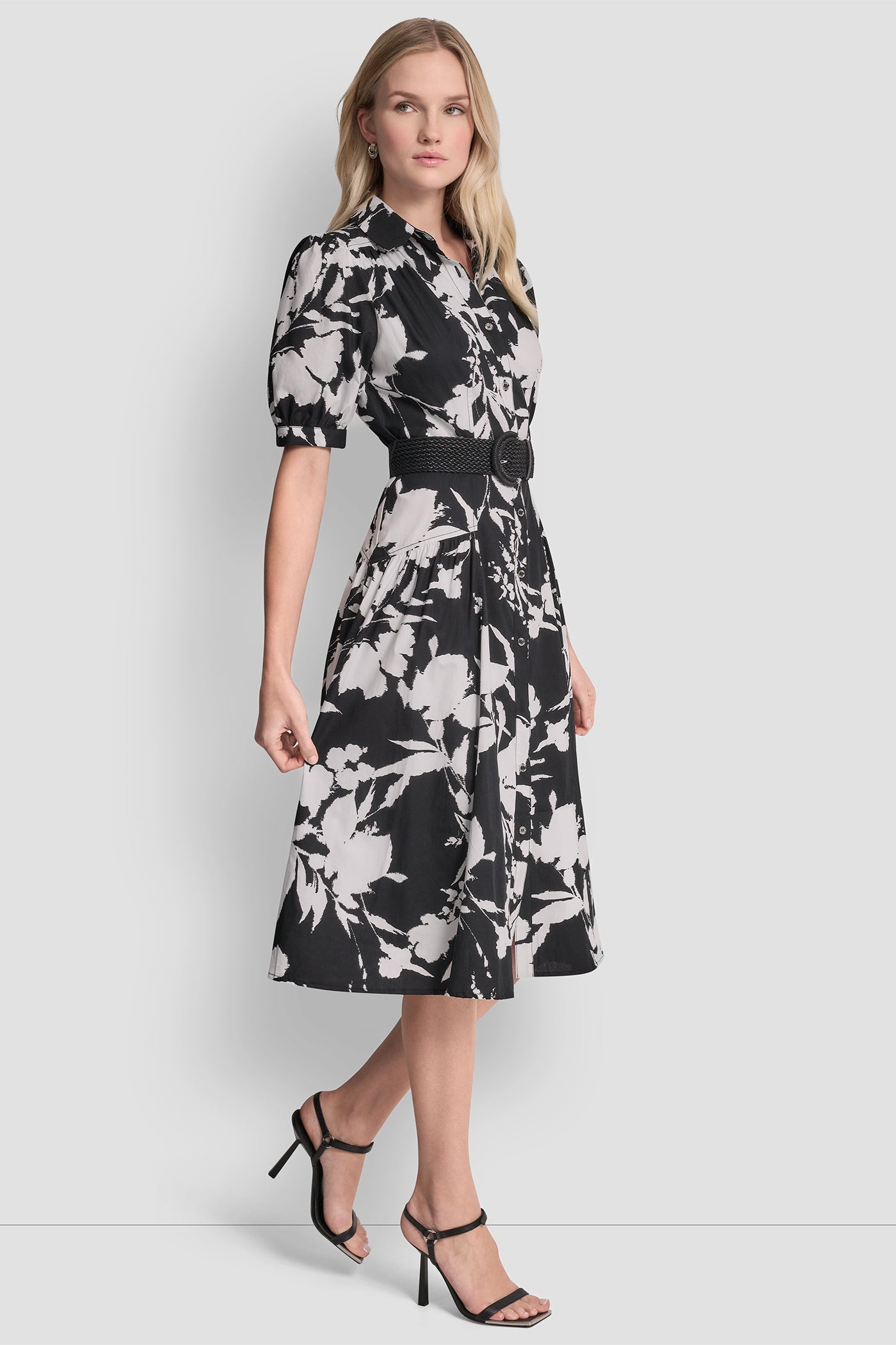 FLORAL PRINT MIDI SHIRT DRESS VIEW 4 | 9-5 Edit