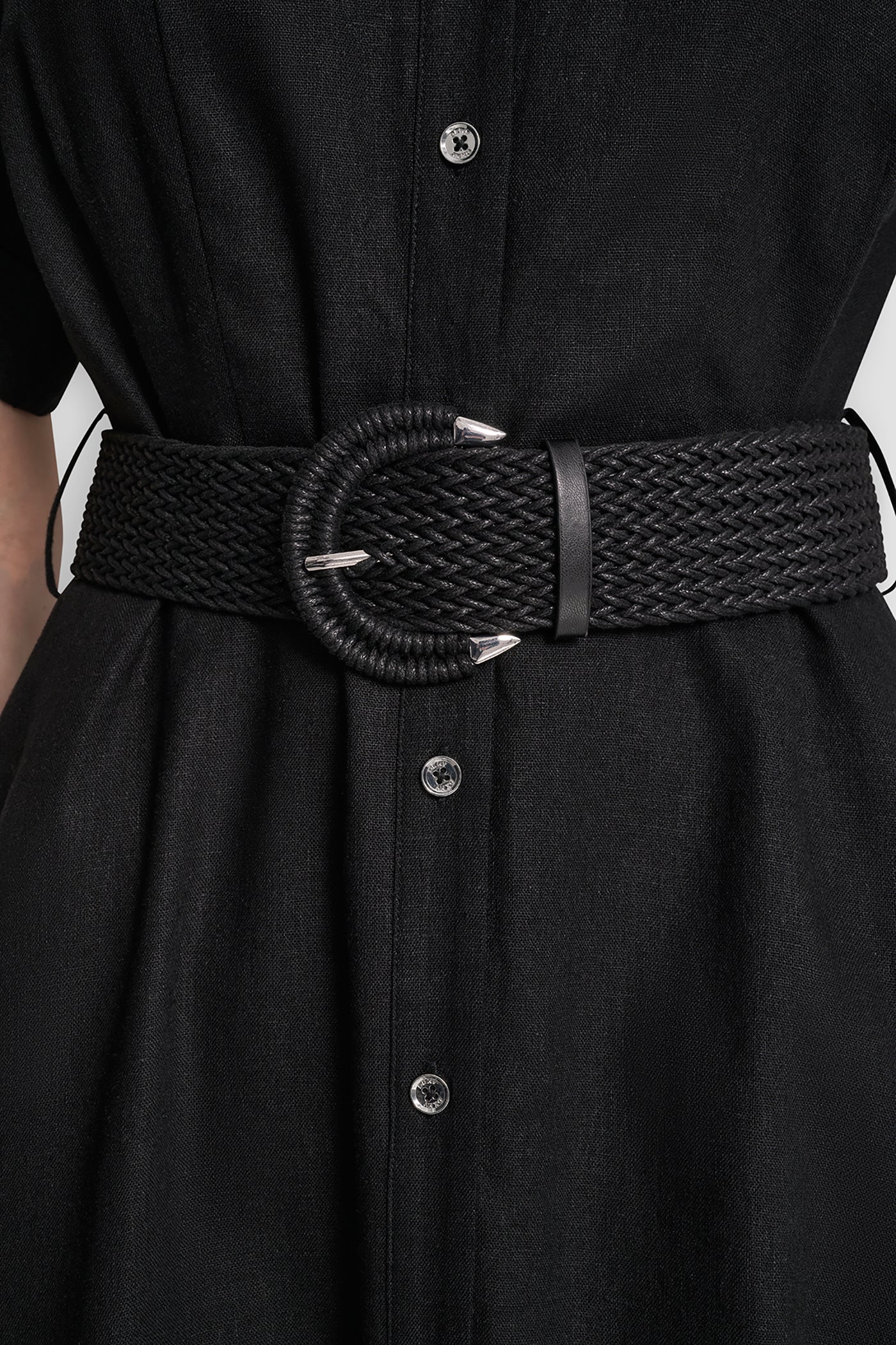 LINEN-BLEND COLOR-BLOCK SHIRT DRESS VIEW 4 | Clothing