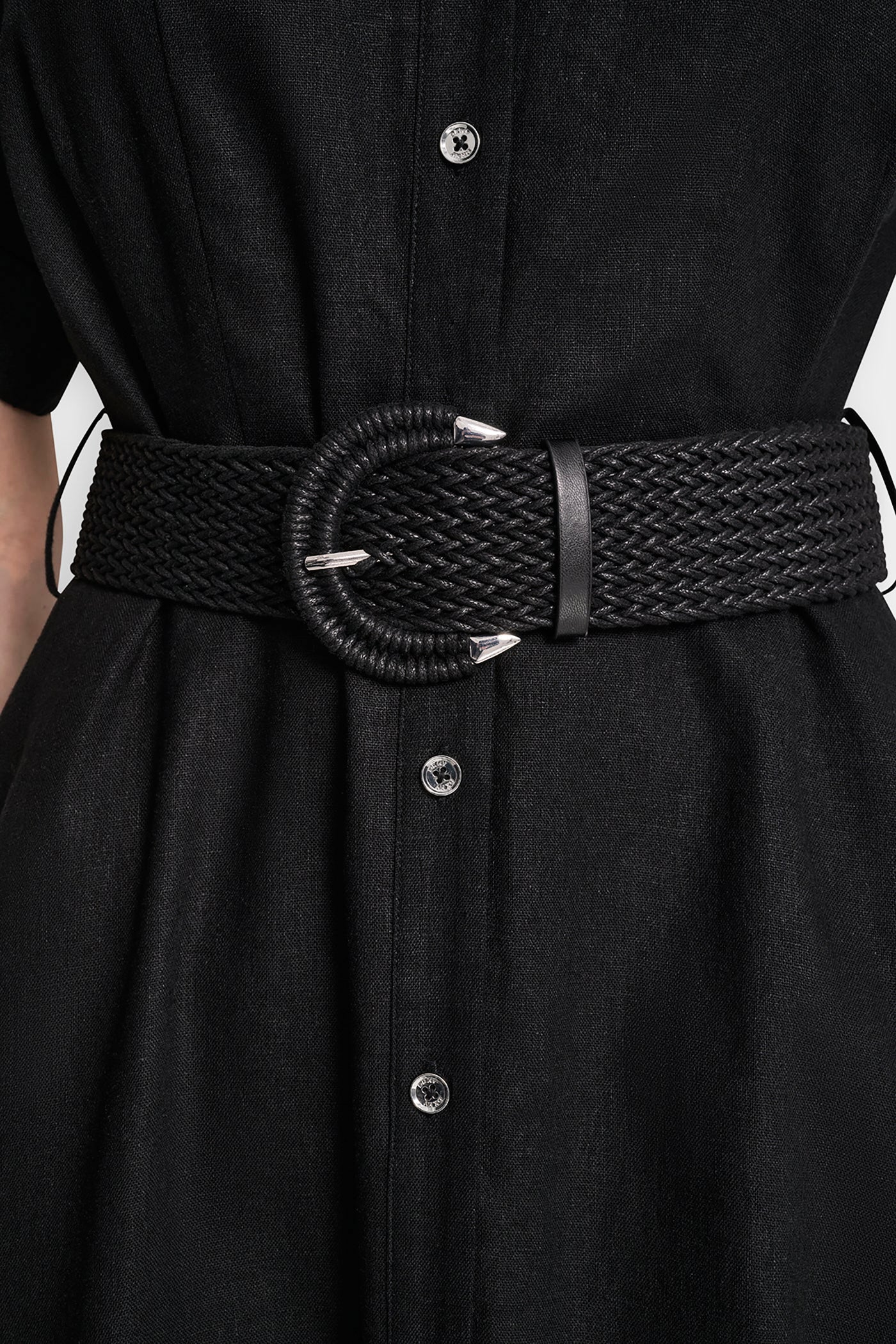 COLOR-BLOCK FIT & FLARE MIDI SHIRT DRESS VIEW 6