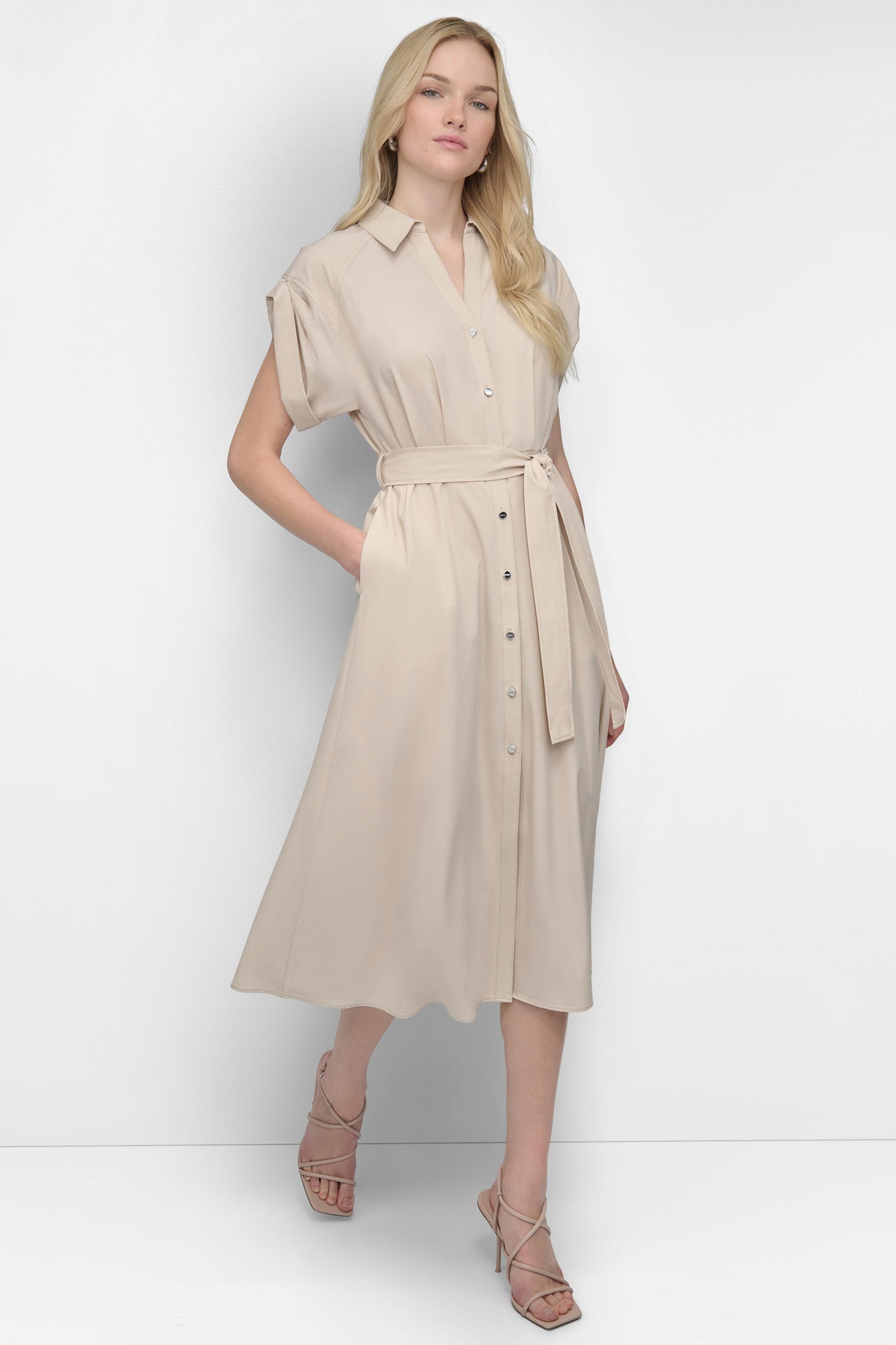 BUTTON FRONT COMMUTER MIDI DRESS VIEW 7 | 9-5 Edit
