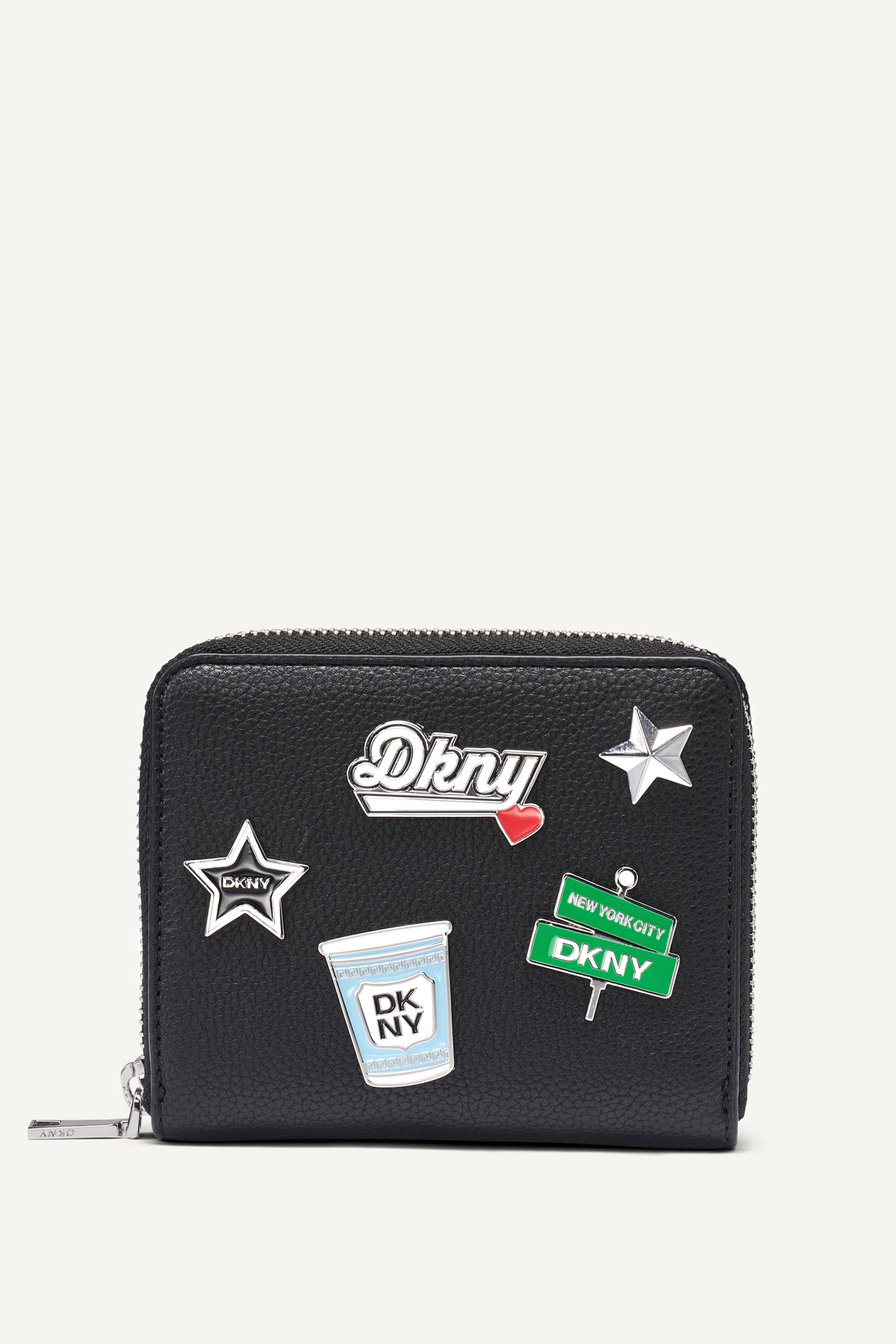 Black ETTA SMALL ZIP AROUND WALLET, FRONT VIEW | Wallets & Leather Goods